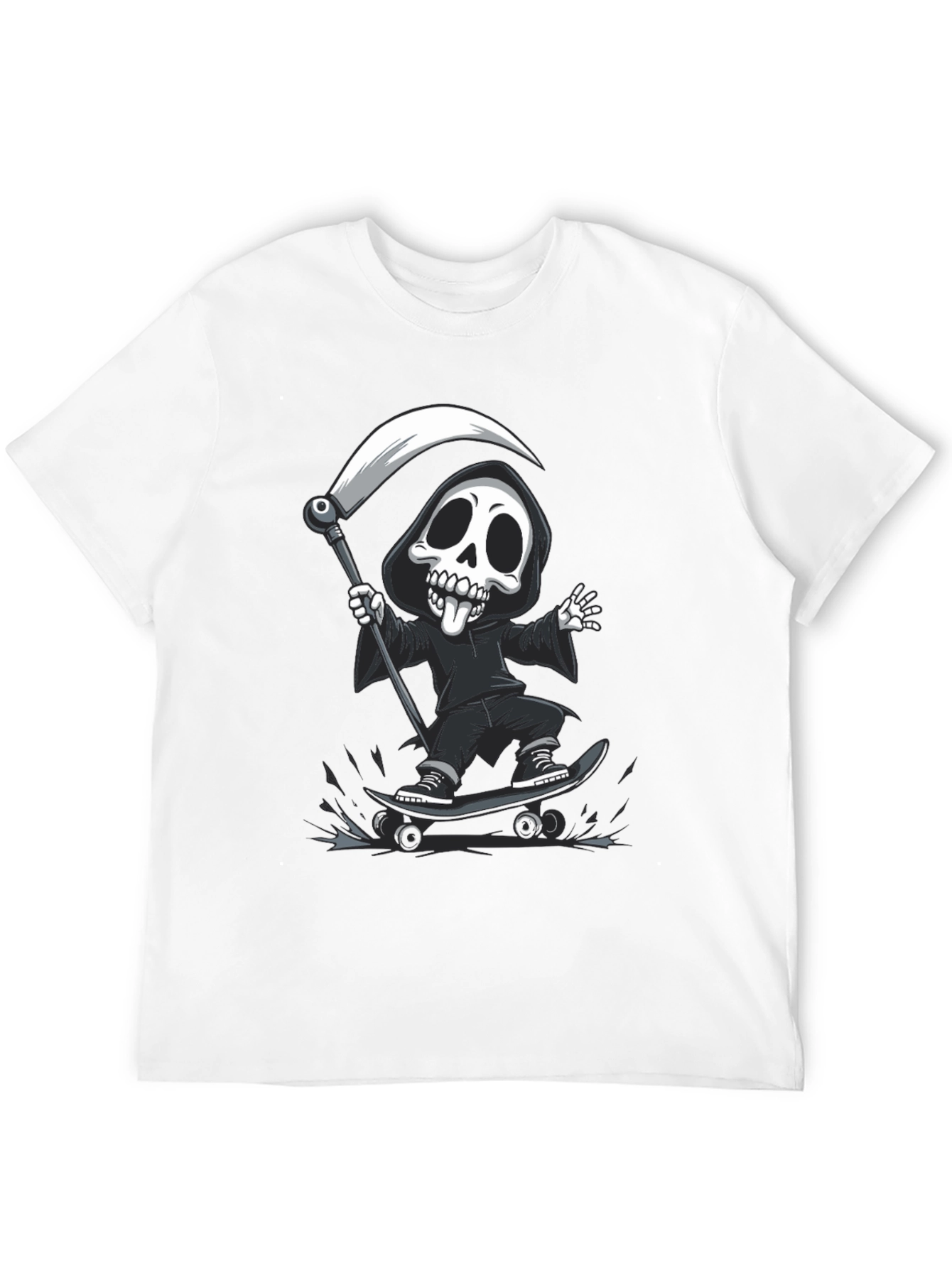 Black Skateboarding Grim Reaper Black T-Shirt view 12