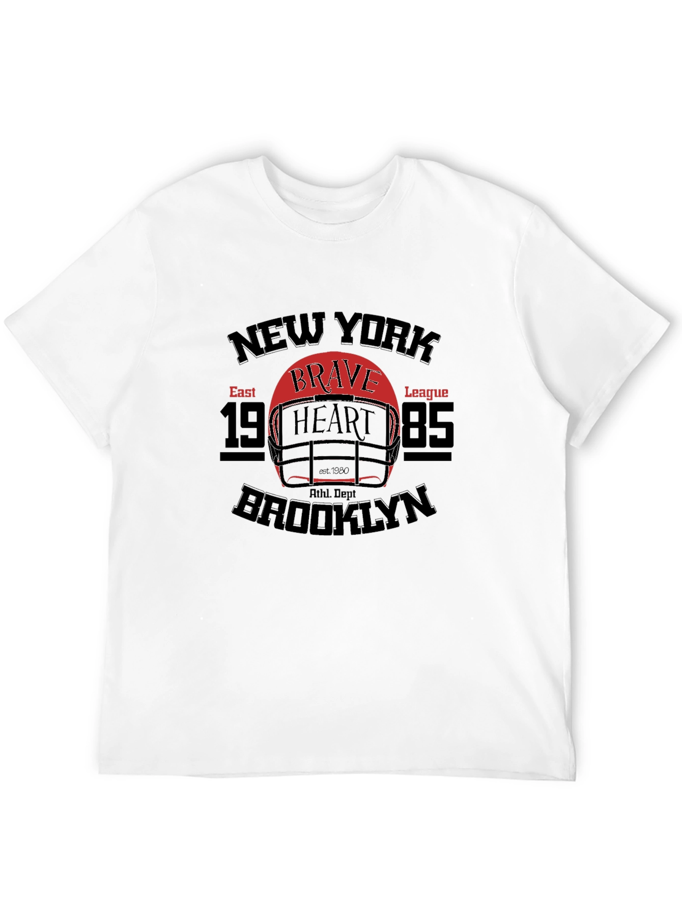 Black New York Brooklyn Brave Heart Football T-Shirt view 12