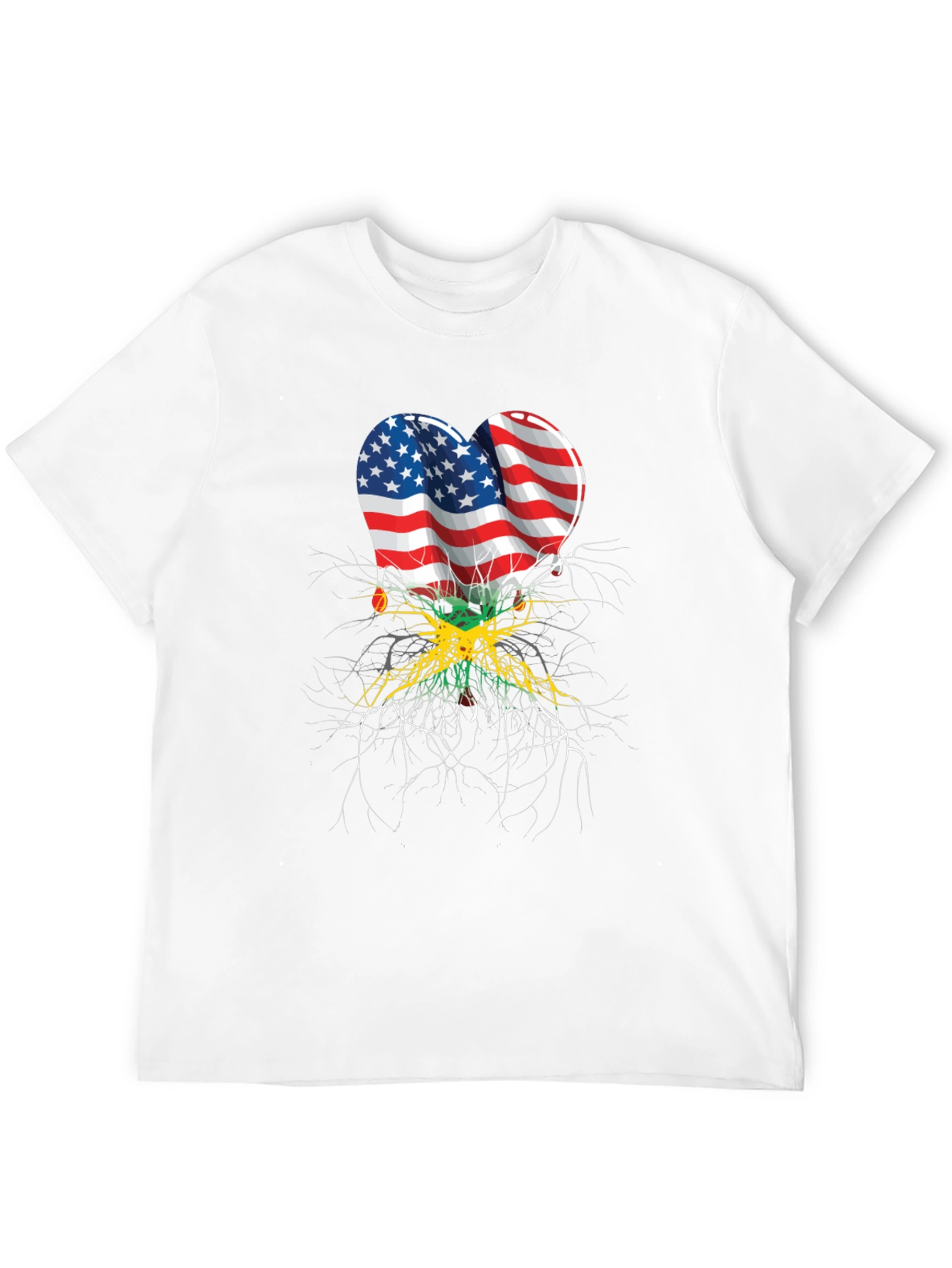 USA Jamaica Flag Heart Roots T-Shirt - 12