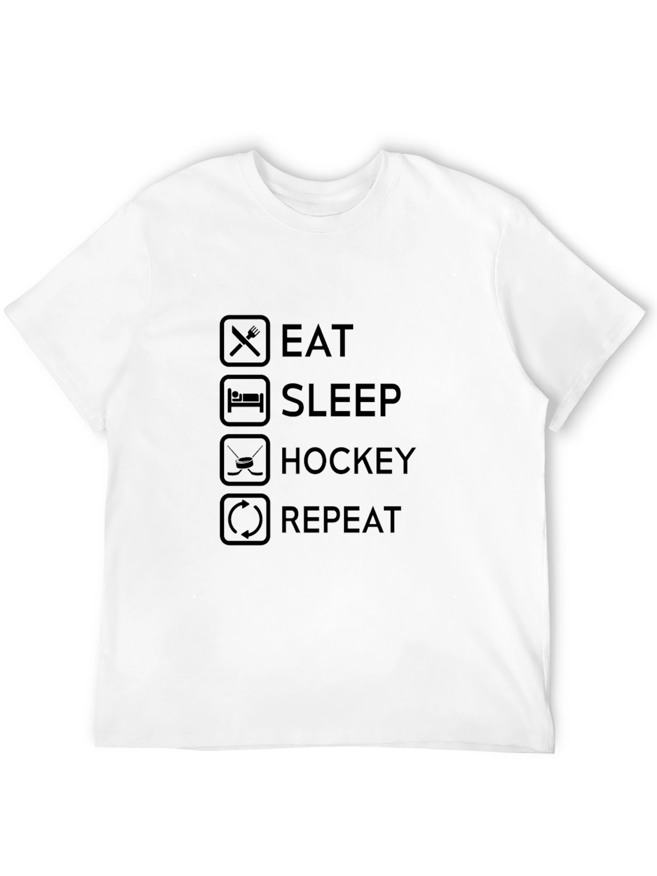 Black Eat Sleep Hockey Repeat Black Graphic Tee view 12