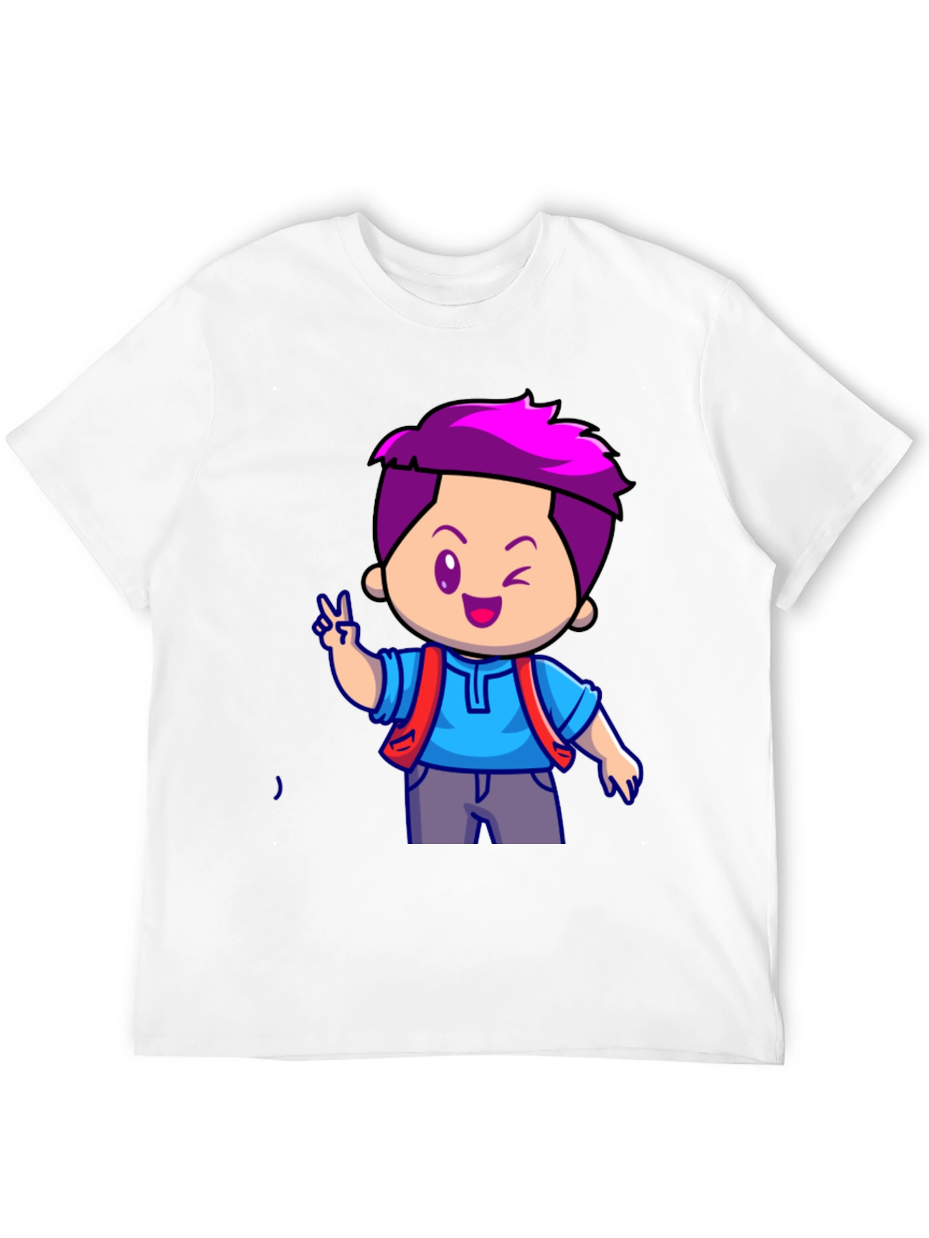 Black Cartoon Boy Graphic T-Shirt - Black view 12