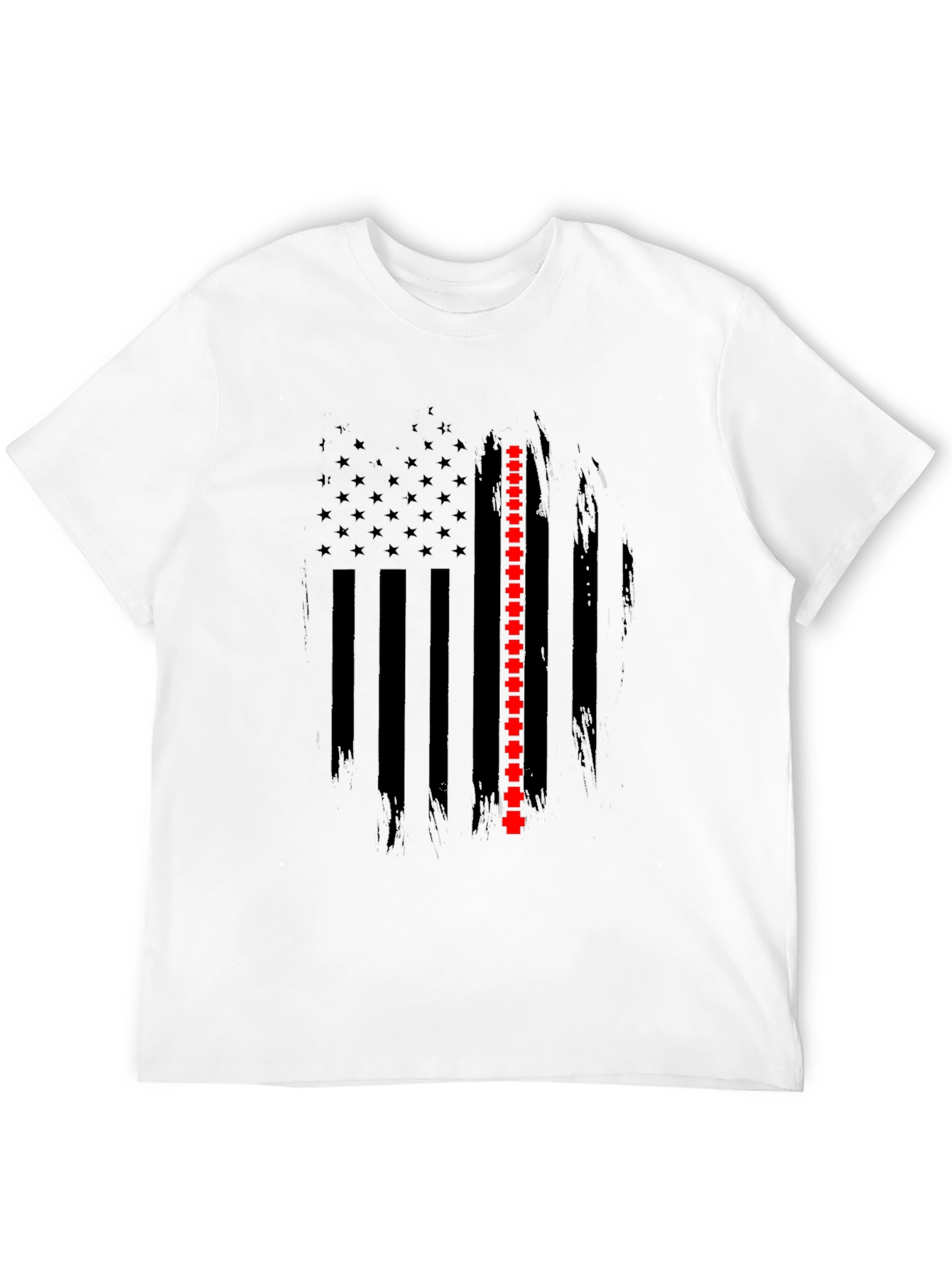Black Thin Red Line Flag Graphic T-Shirt view 12