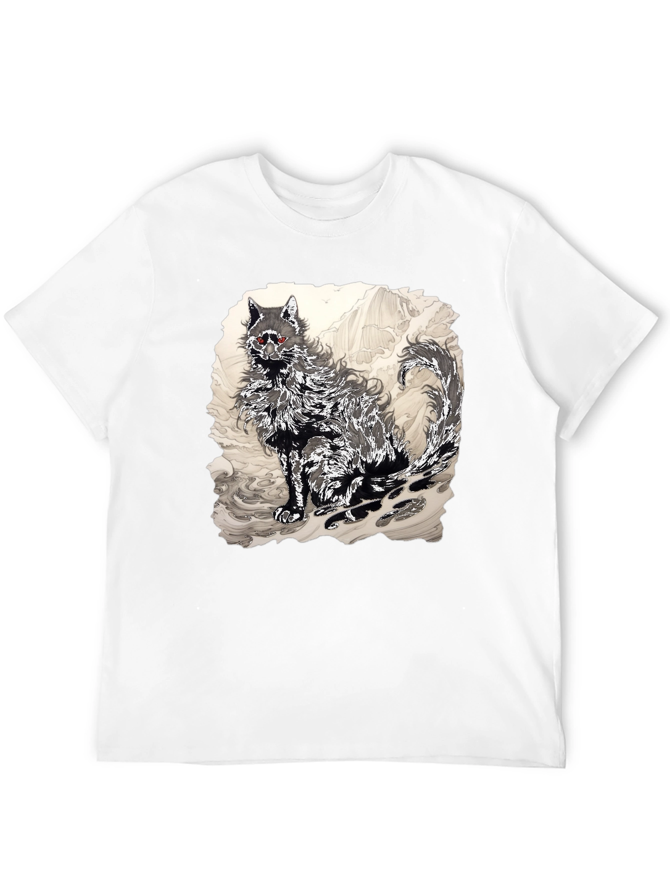 Black Black T-Shirt with Wolf Graphic view 12