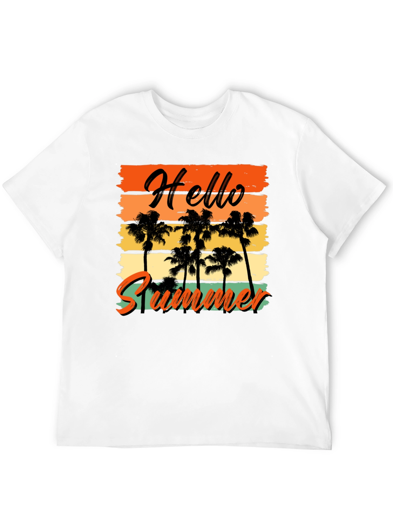 Black Hello Summer Graphic Tee - Black T-Shirt with Palm Trees view 12
