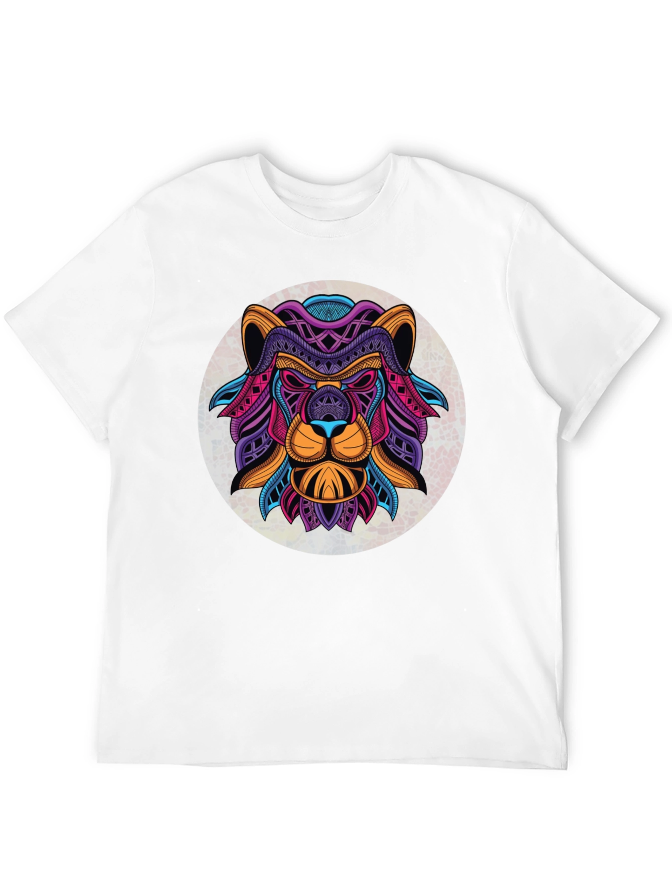 Black Geometric Lion Graphic Black T-Shirt view 12