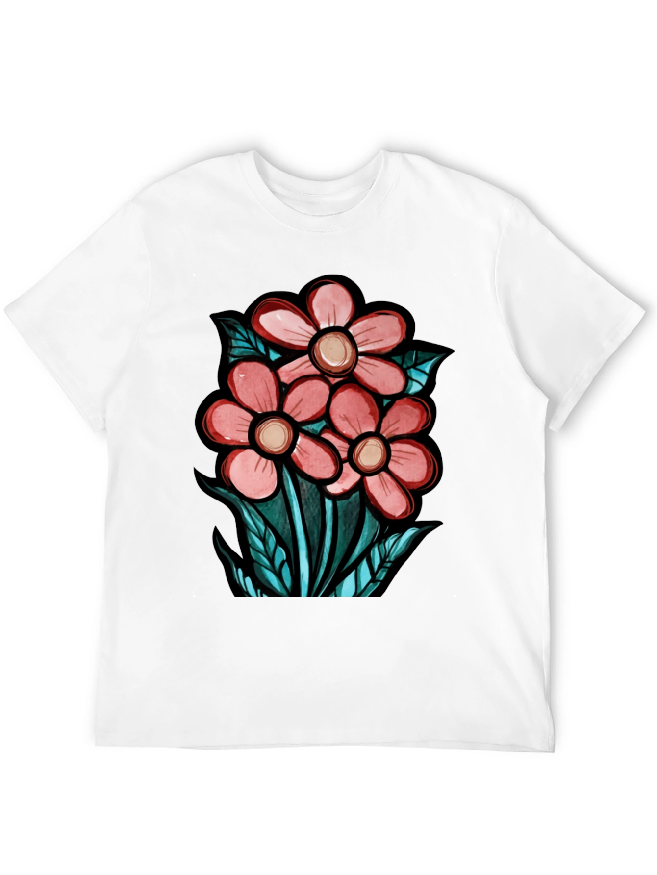Black Floral Graphic T-Shirt - Unique Design view 12