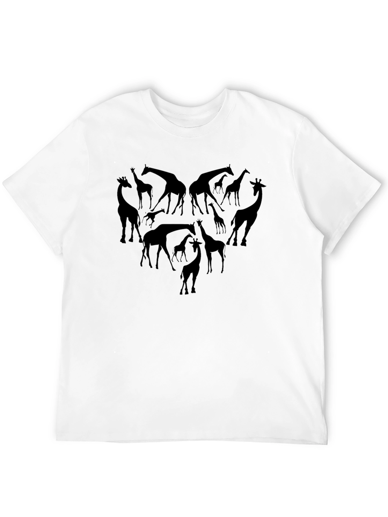 Black Giraffe Heart Graphic Tee - Black Crew Neck view 12