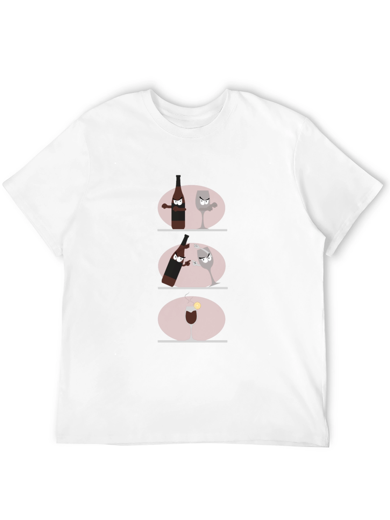 Black Funny Wine Bottle vs. Glass Black Graphic T-Shirt view 12