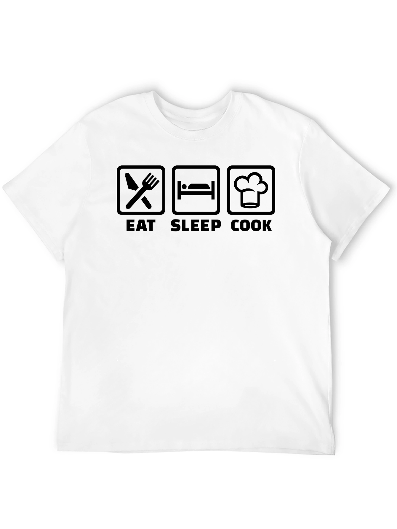 Eat Sleep Cook Graphic T-Shirt - Black Crew Neck - 12