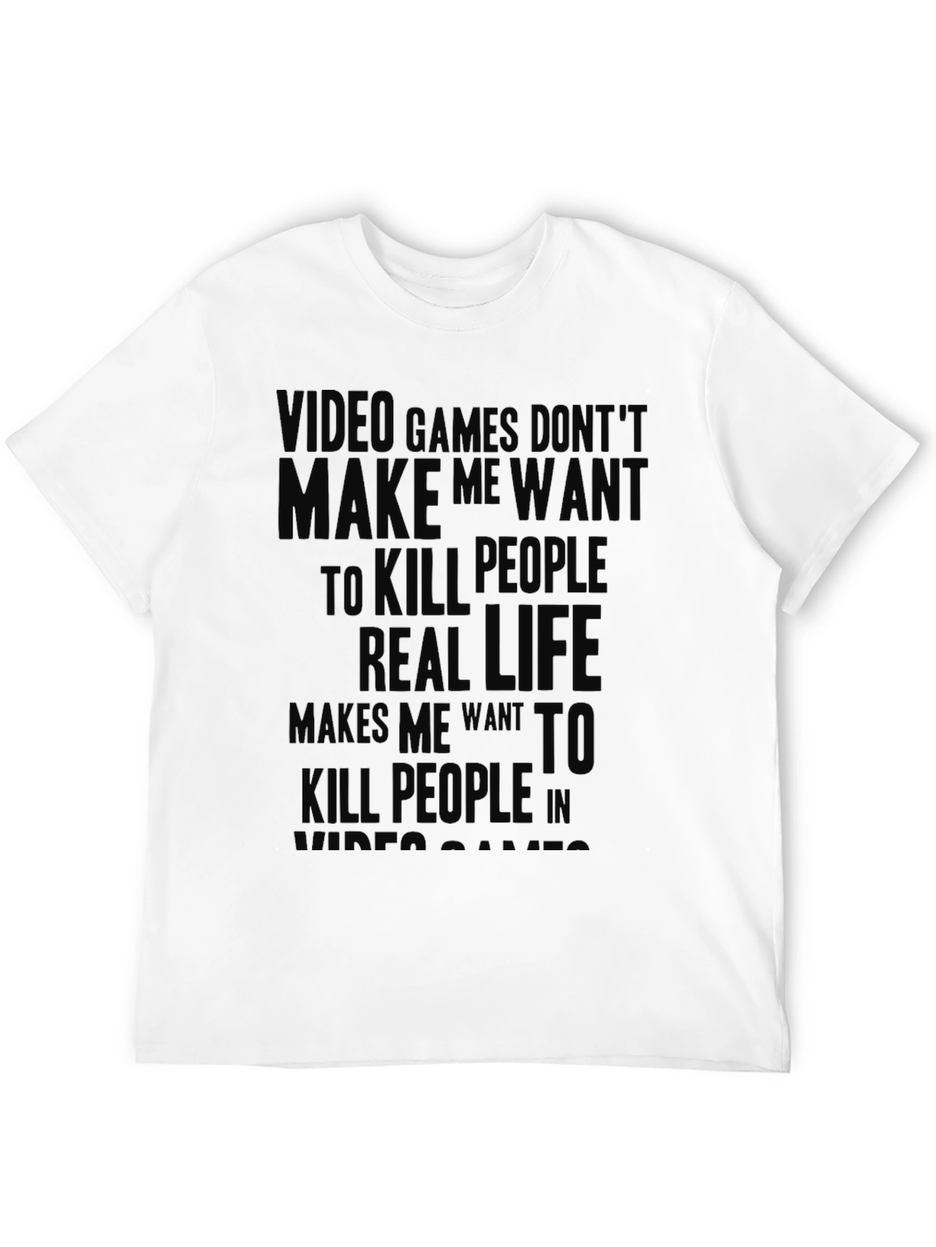 Black Video Games vs. Real Life Funny Graphic T-Shirt view 12