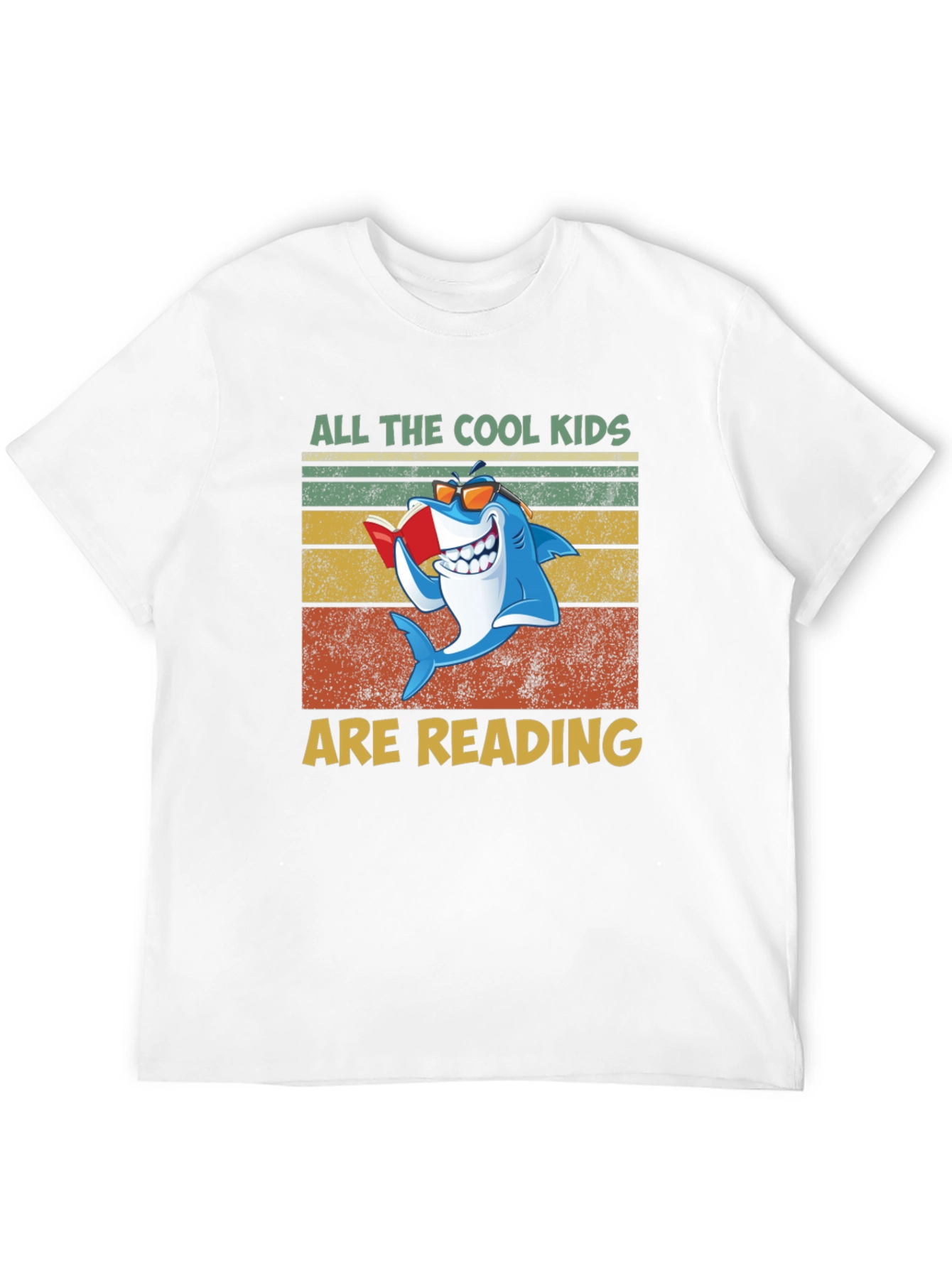 Black Cool Kids Reading Shark Graphic T-Shirt view 12