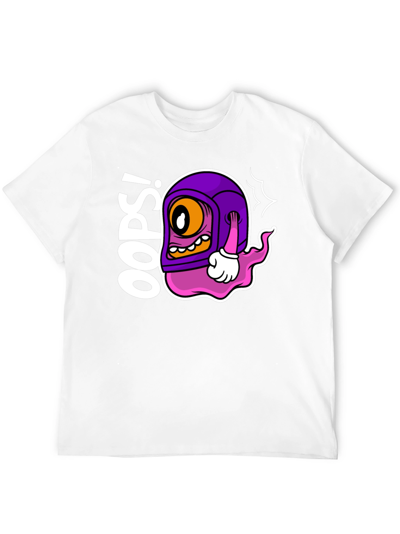 Black Oops! Cartoon Character Black T-Shirt view 12