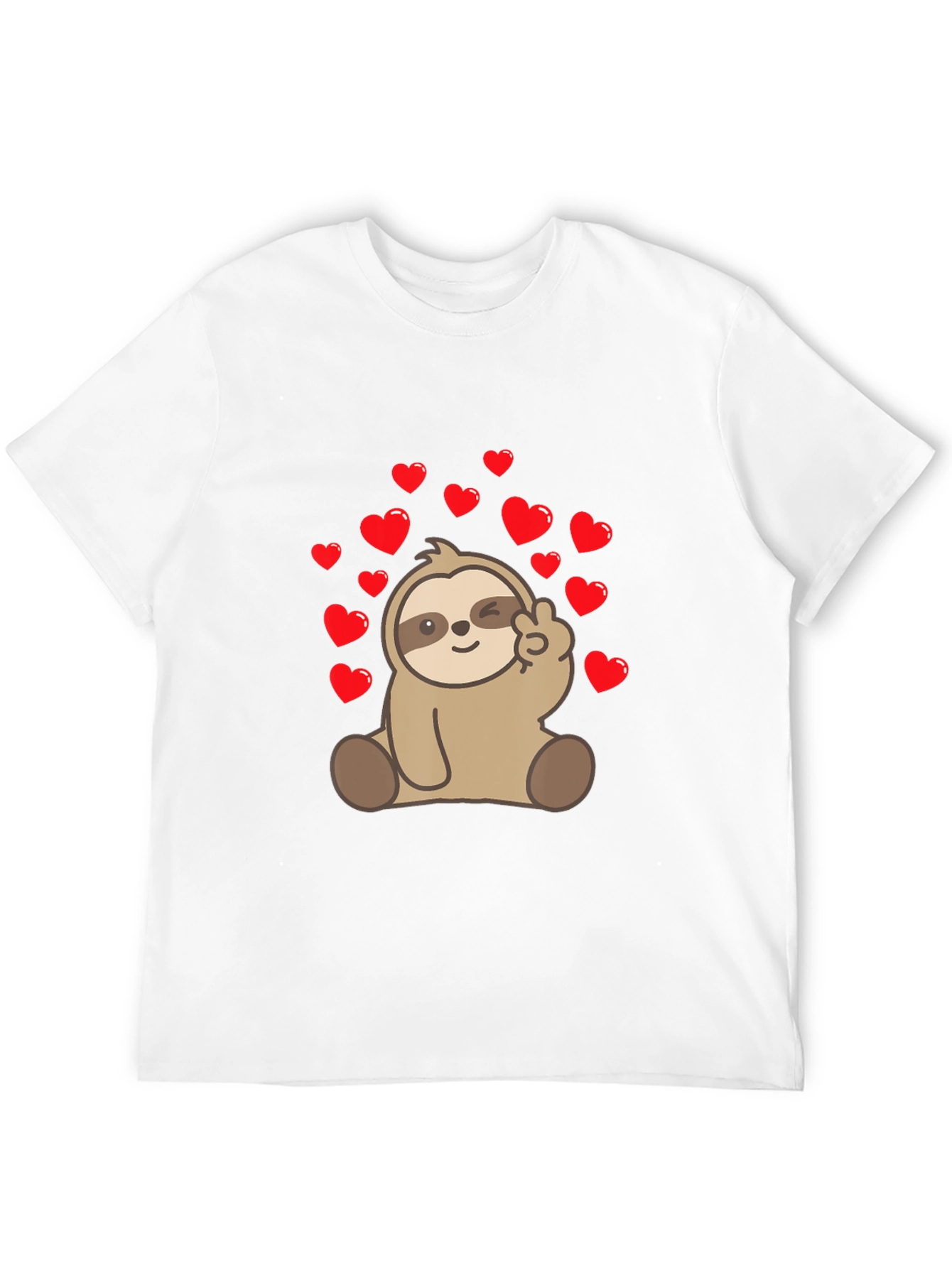 Black Sloth Peace Sign Heart T-Shirt view 12