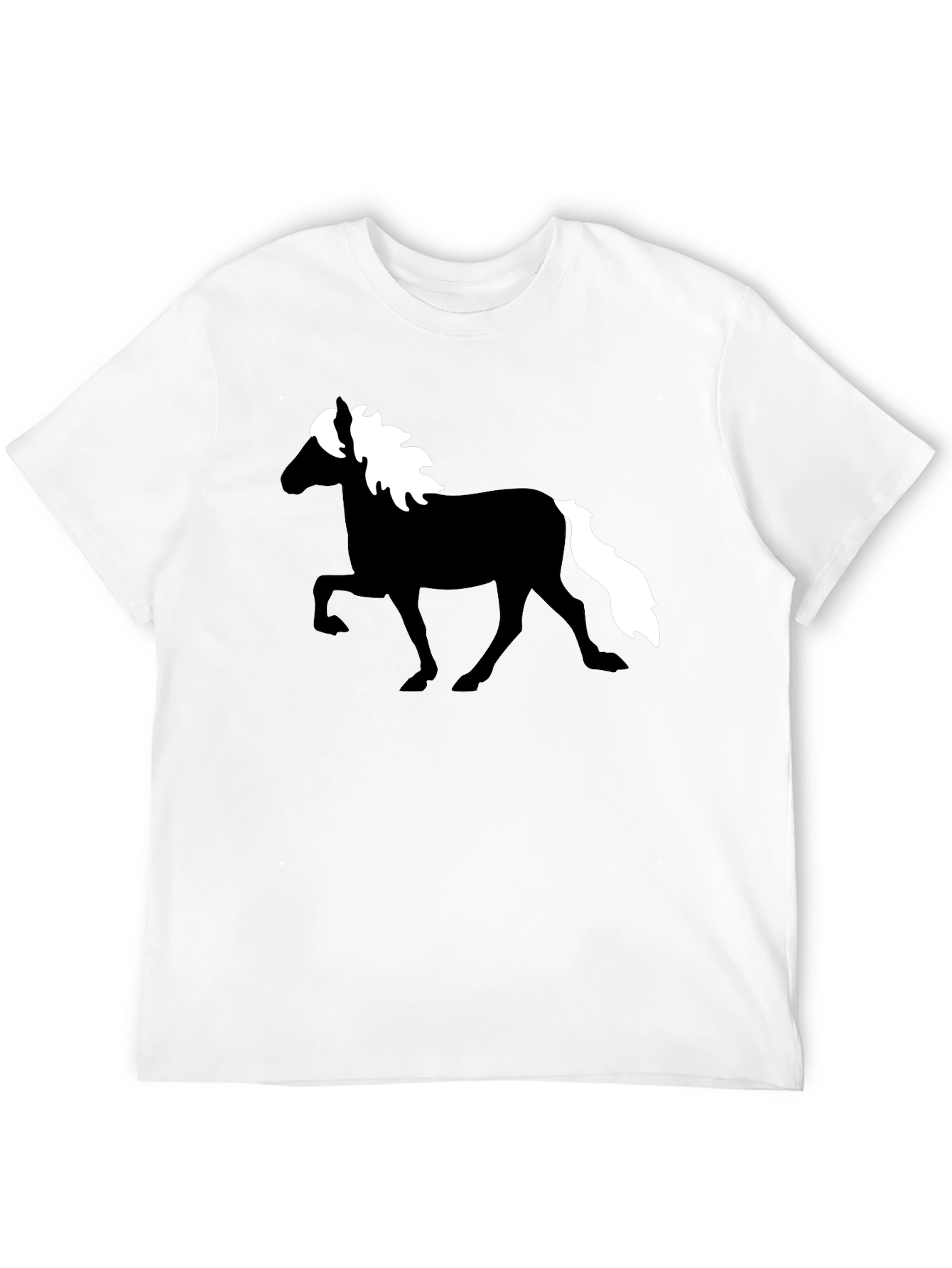 Black Horse Silhouette Graphic Tee - Black Cotton T-Shirt view 12
