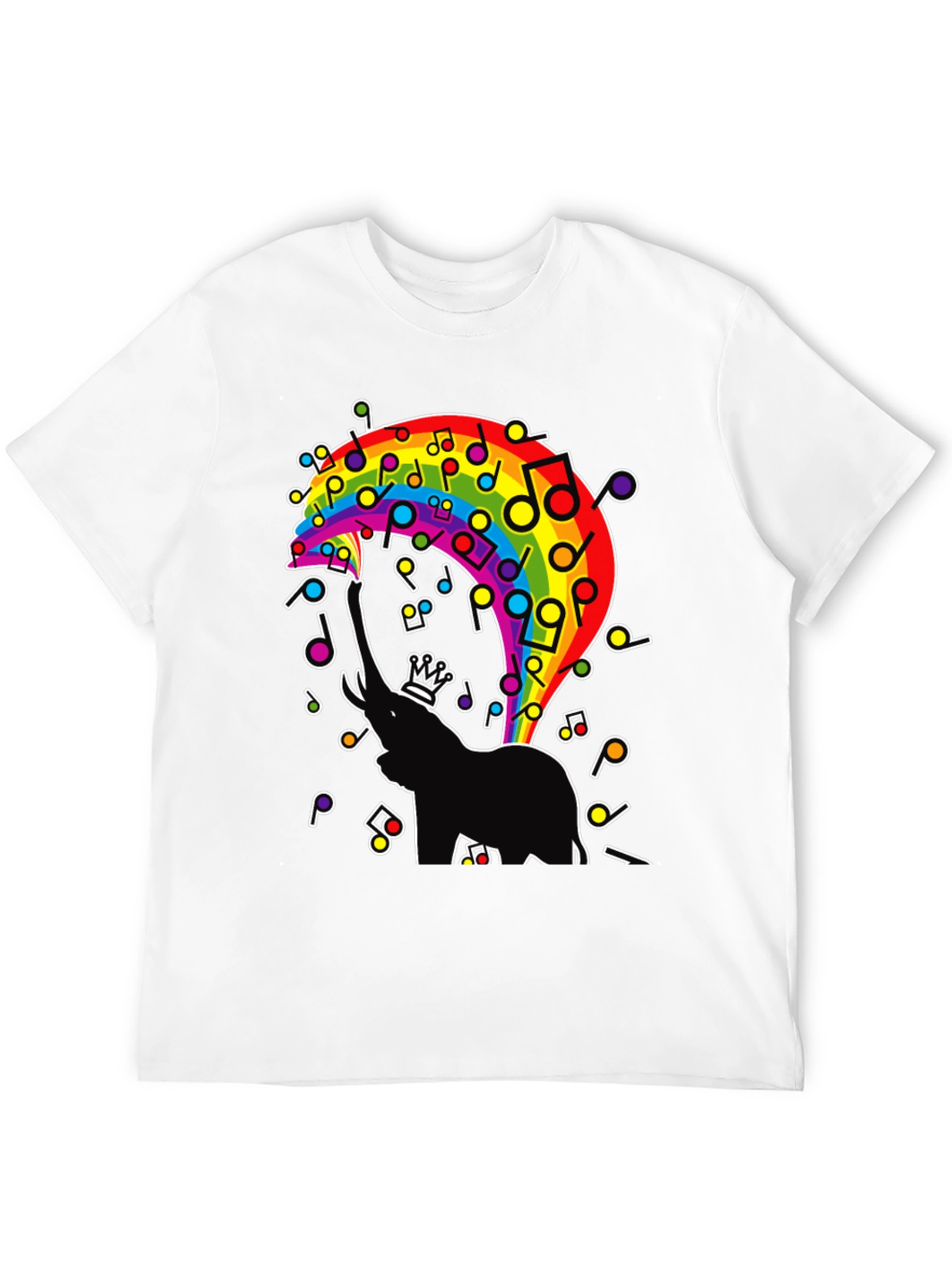 Black Rainbow Elephant Music Note Graphic Tee view 12