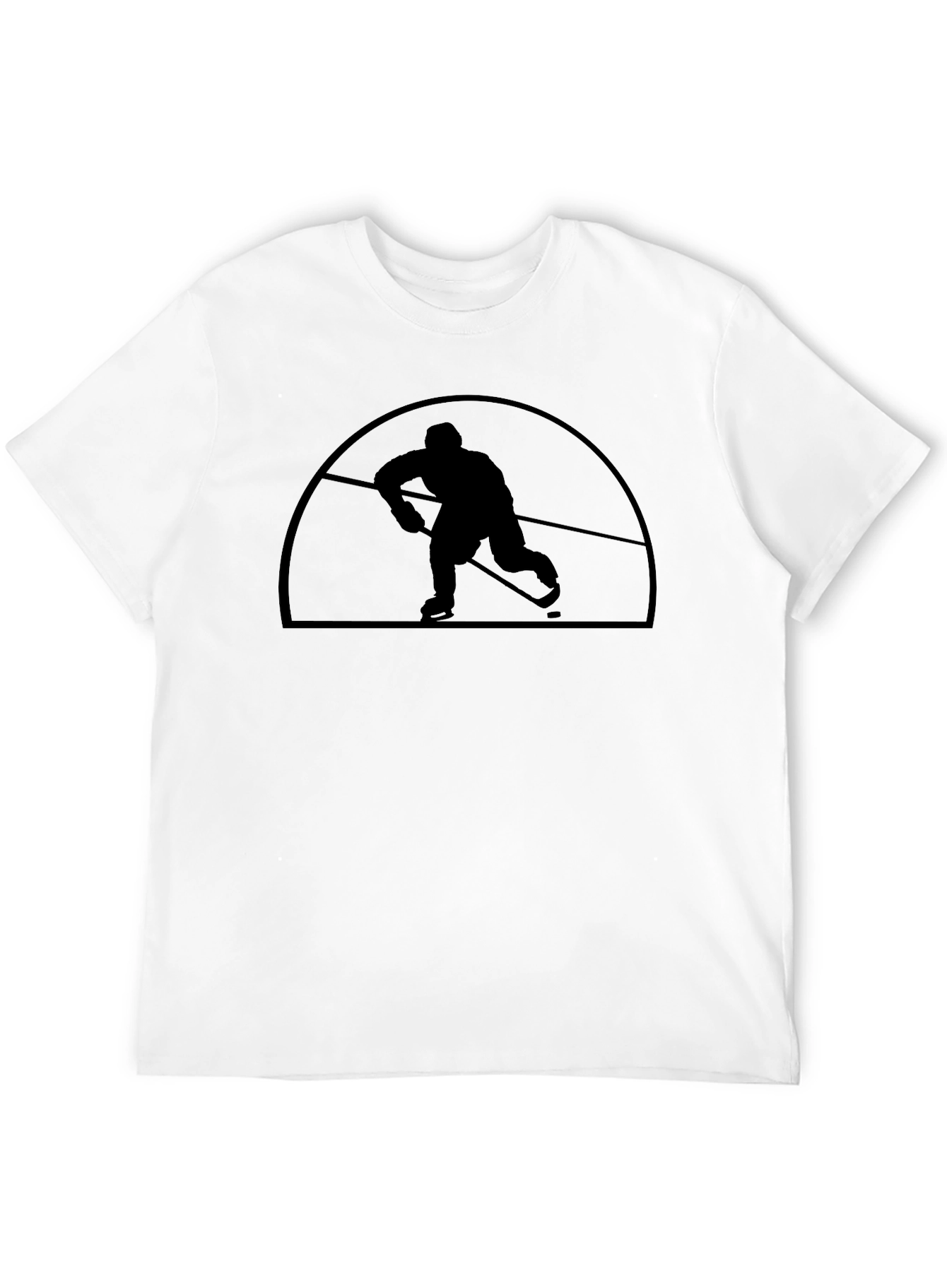 Black Hockey Player Silhouette Graphic T-Shirt view 12