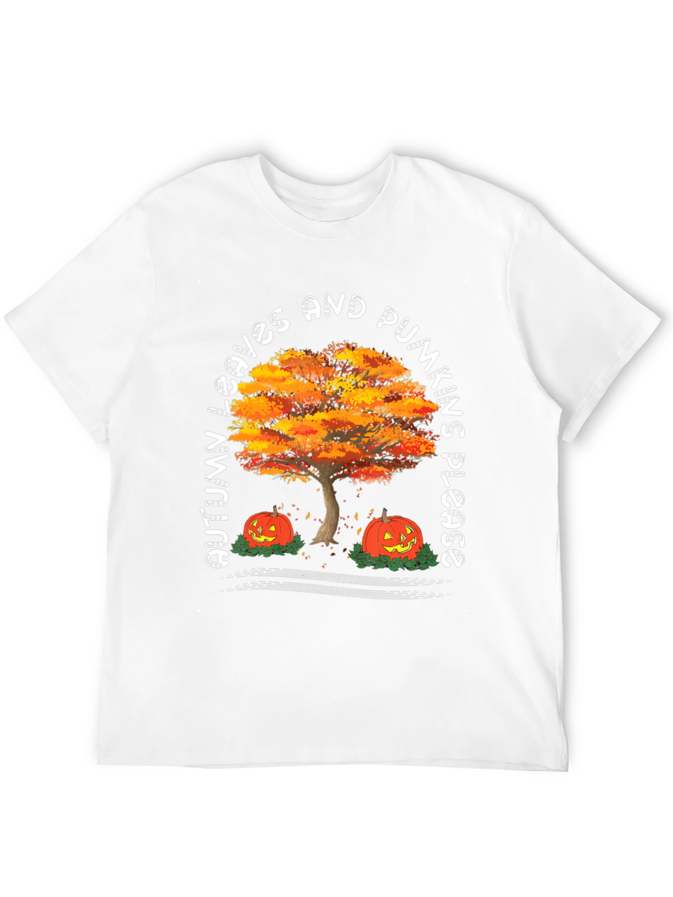 Black Autumn Leaves & Pumpkins Please Graphic Tee view 12