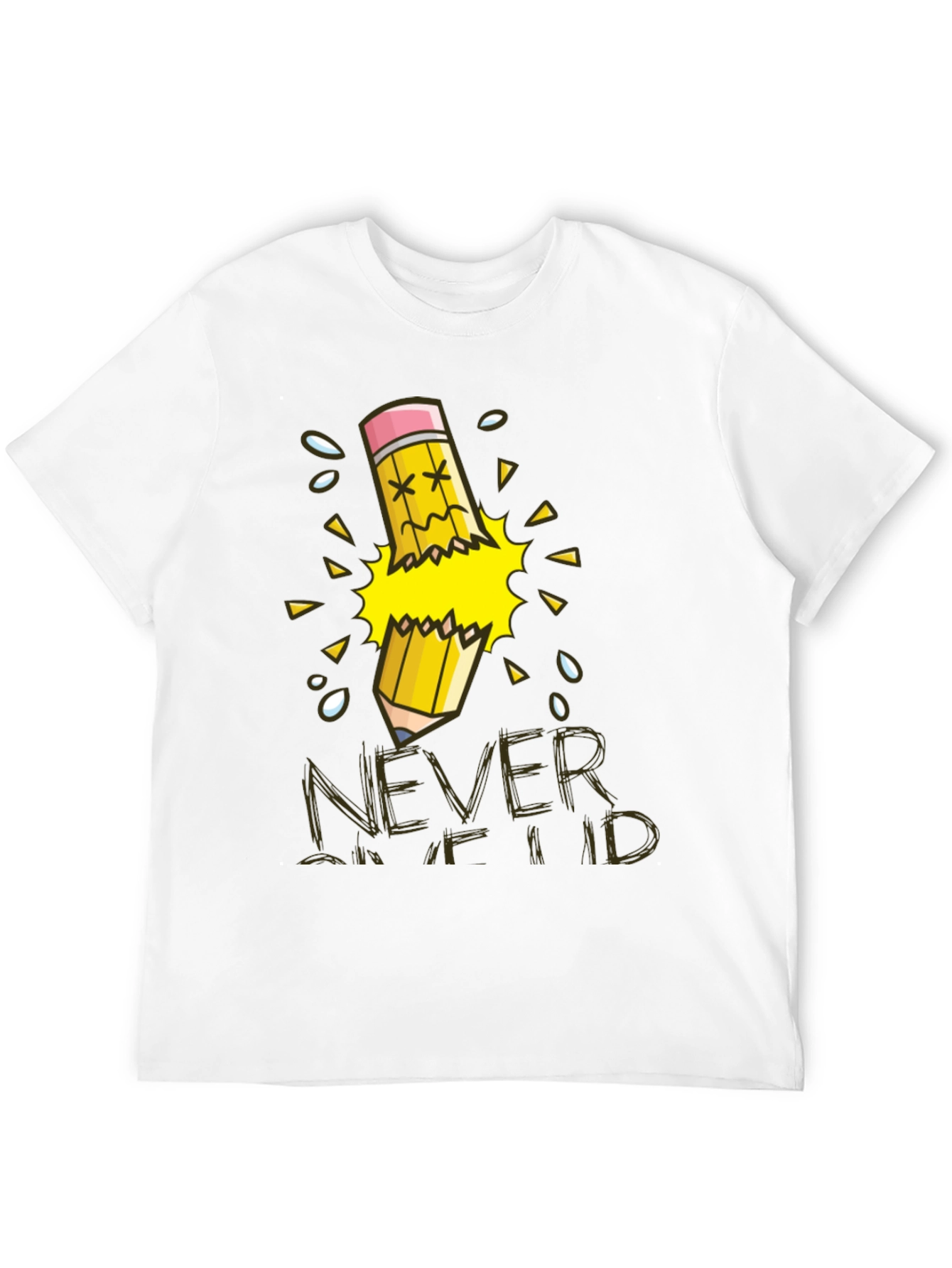 Black Never Give Up T-Shirt, Broken Pencil Design view 12