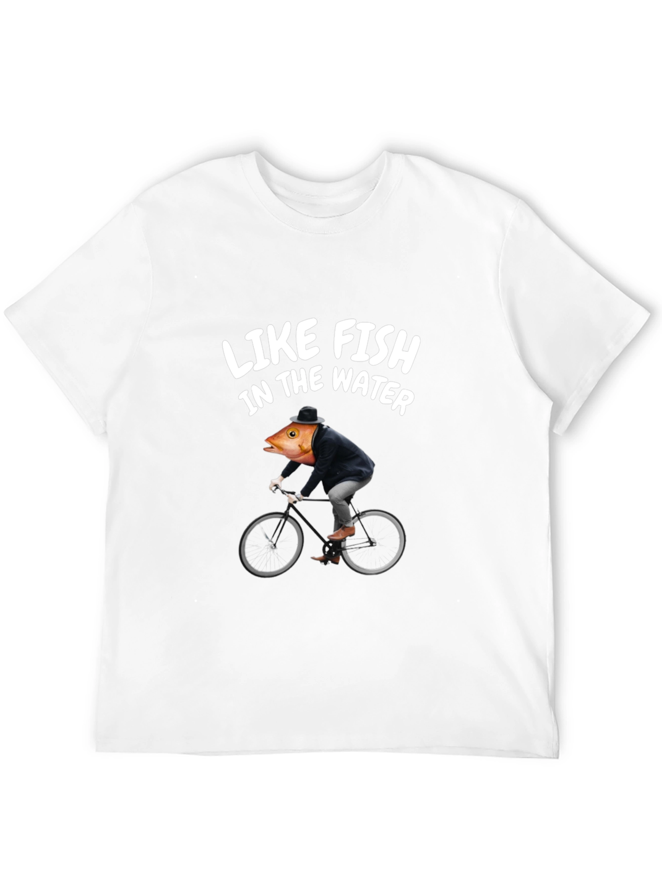 Black Funny Fish Biker T-Shirt - Like Fish in the Water view 12