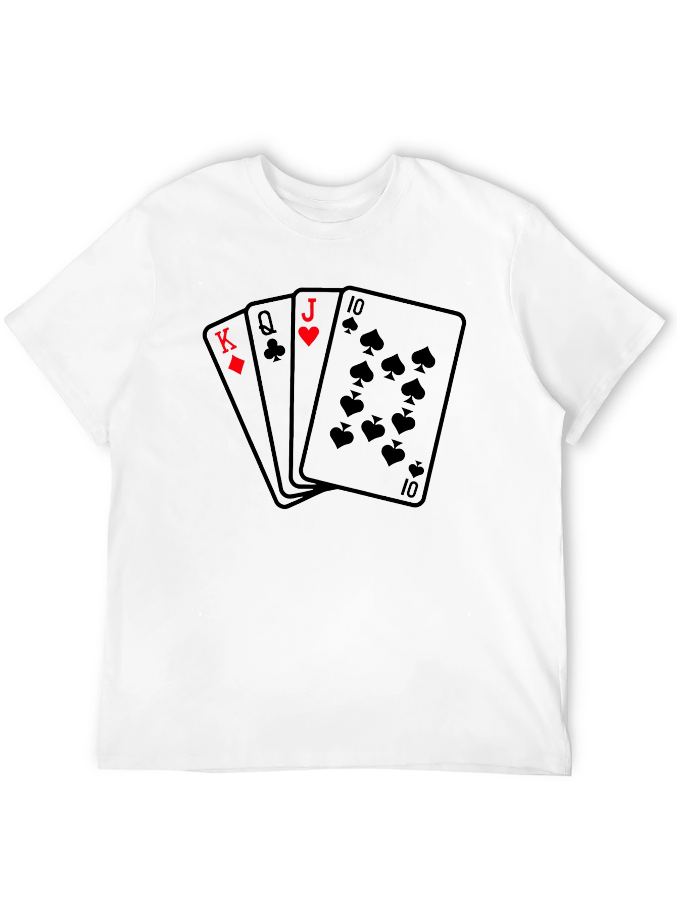 Black Poker Hand T-Shirt - Royal Flush Design view 12