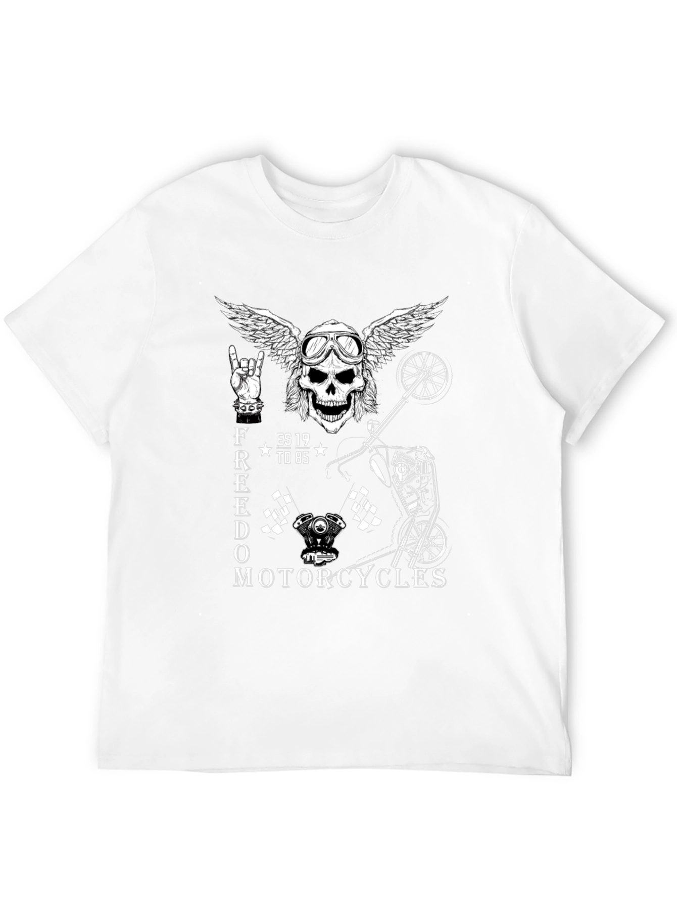 Black Freedom Motorcycles Graphic T-Shirt - Black view 12