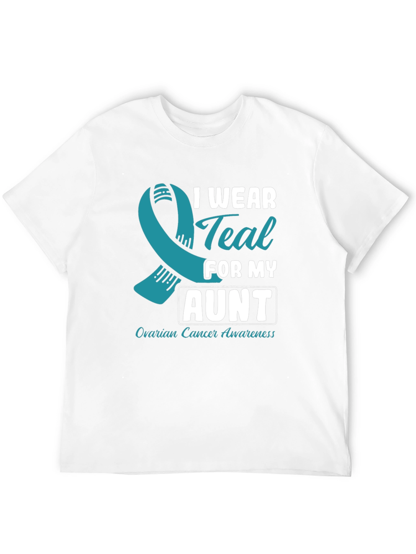Black Ovarian Cancer Awareness T-Shirt - I Wear Teal For My Aunt view 12