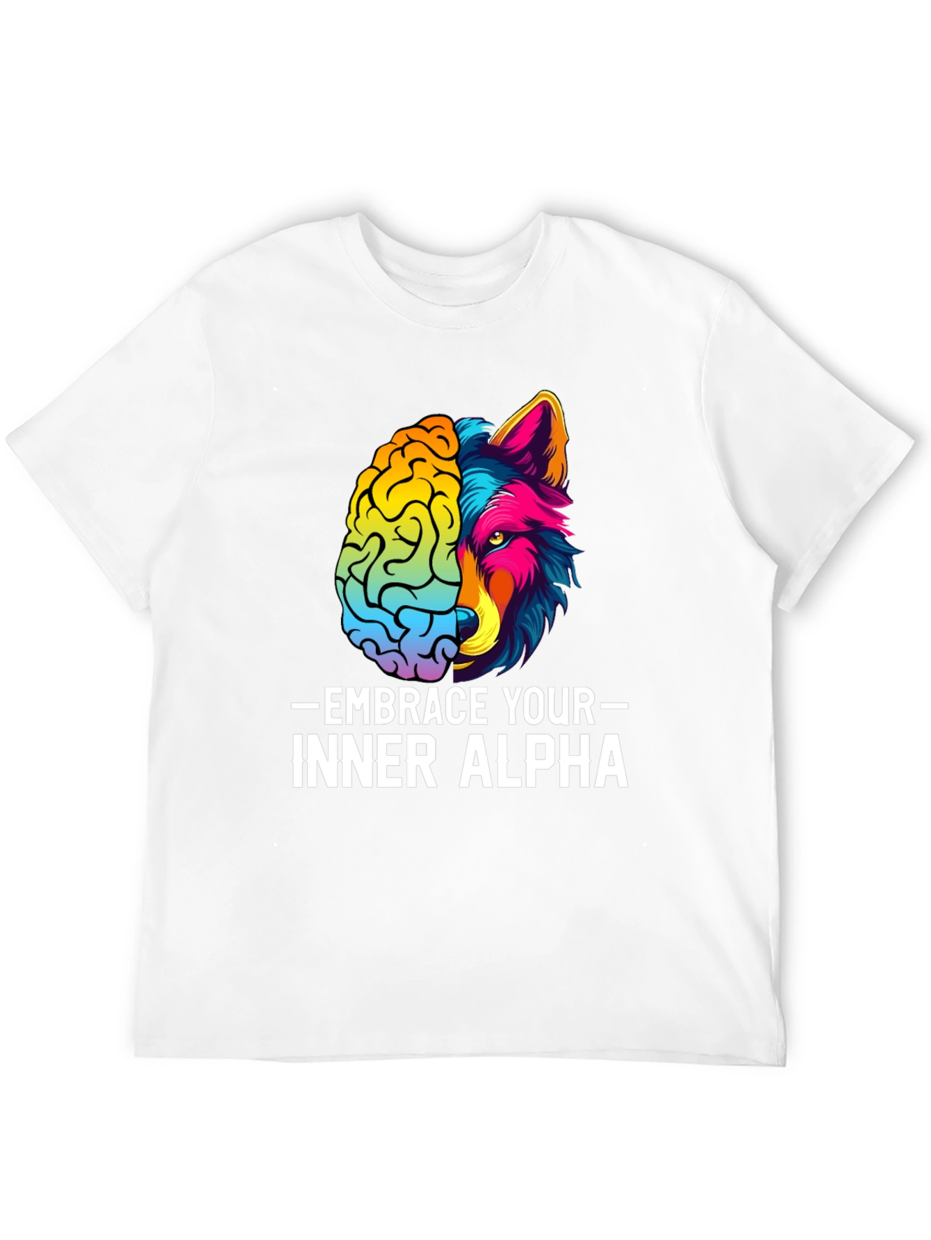 Black Embrace Your Inner Alpha T-Shirt - Brain & Wolf Design view 12