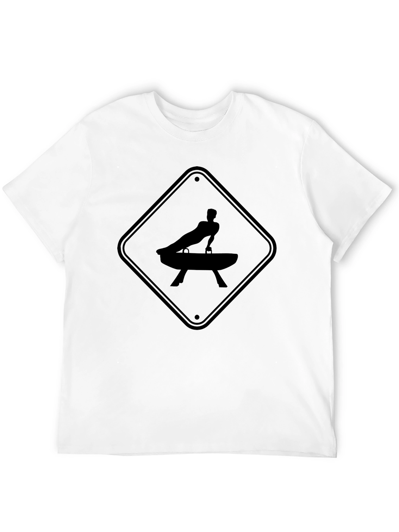 Black Gymnastics Pommel Horse Warning Sign T-Shirt view 12