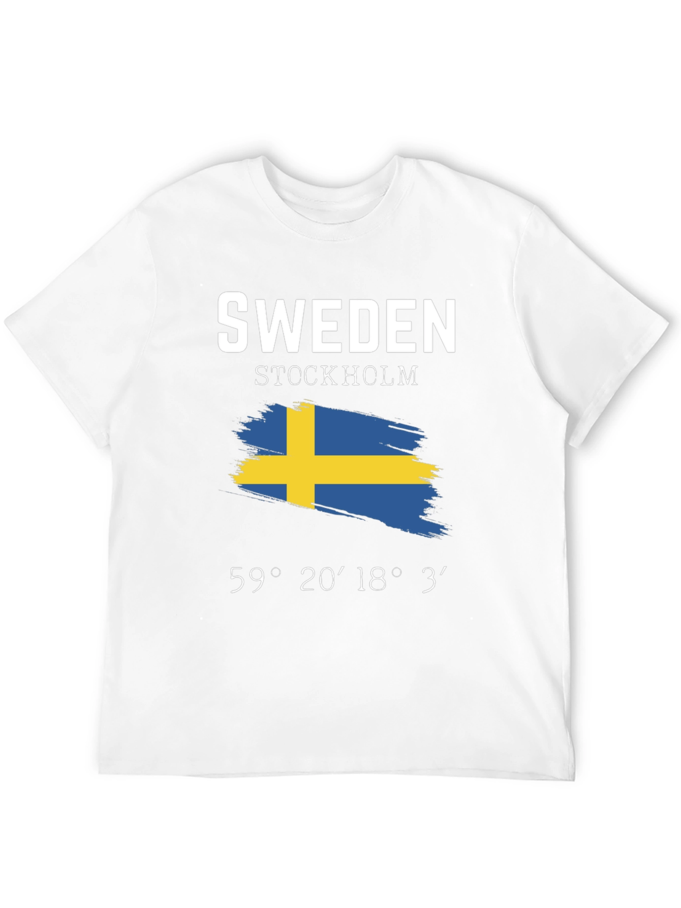 Sweden Stockholm Flag Coordinates T-Shirt - 12