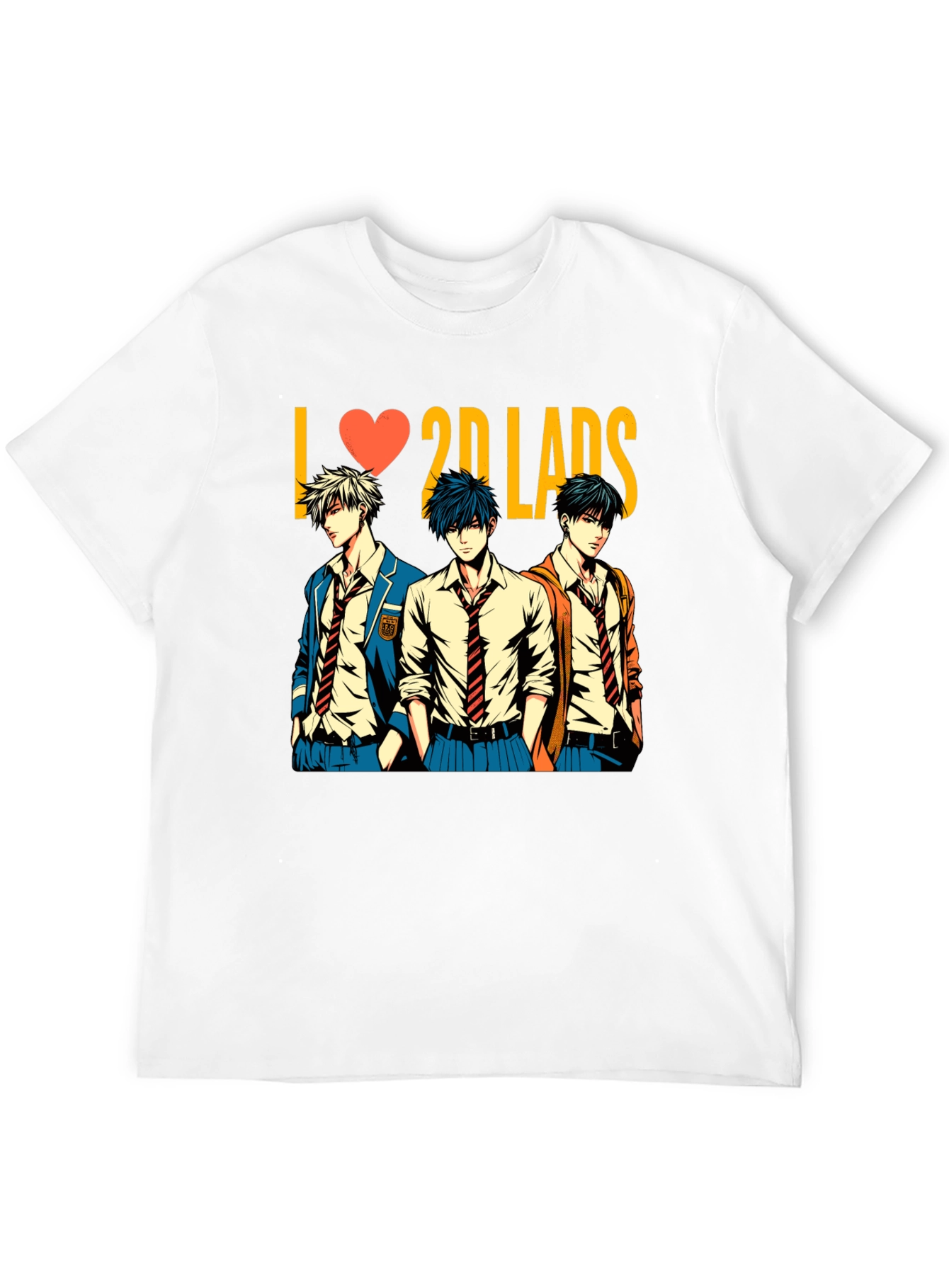Black I Love 2D Lads Anime Graphic Tee - Black view 12
