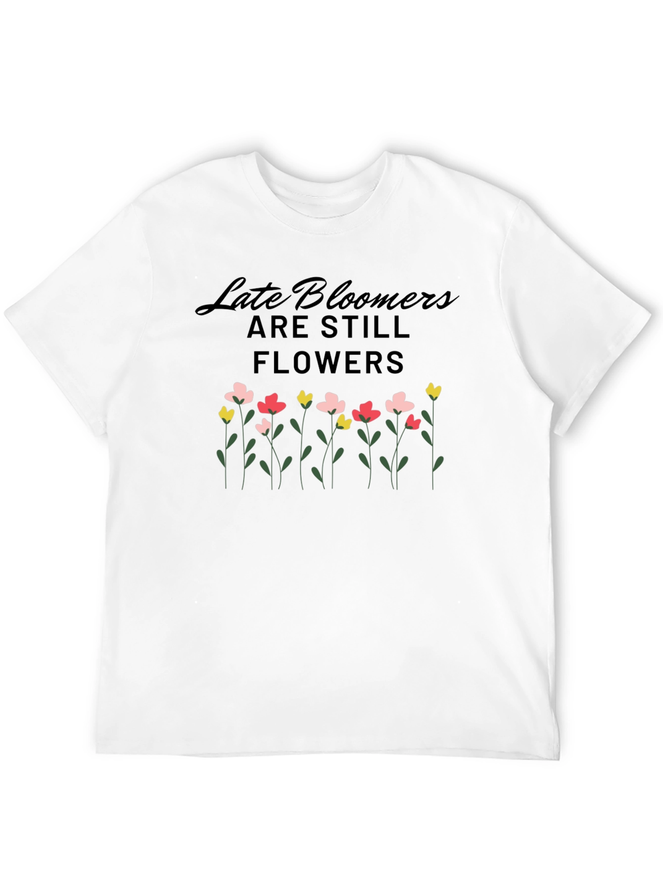 Black Late Bloomers T-Shirt - Floral Design view 12