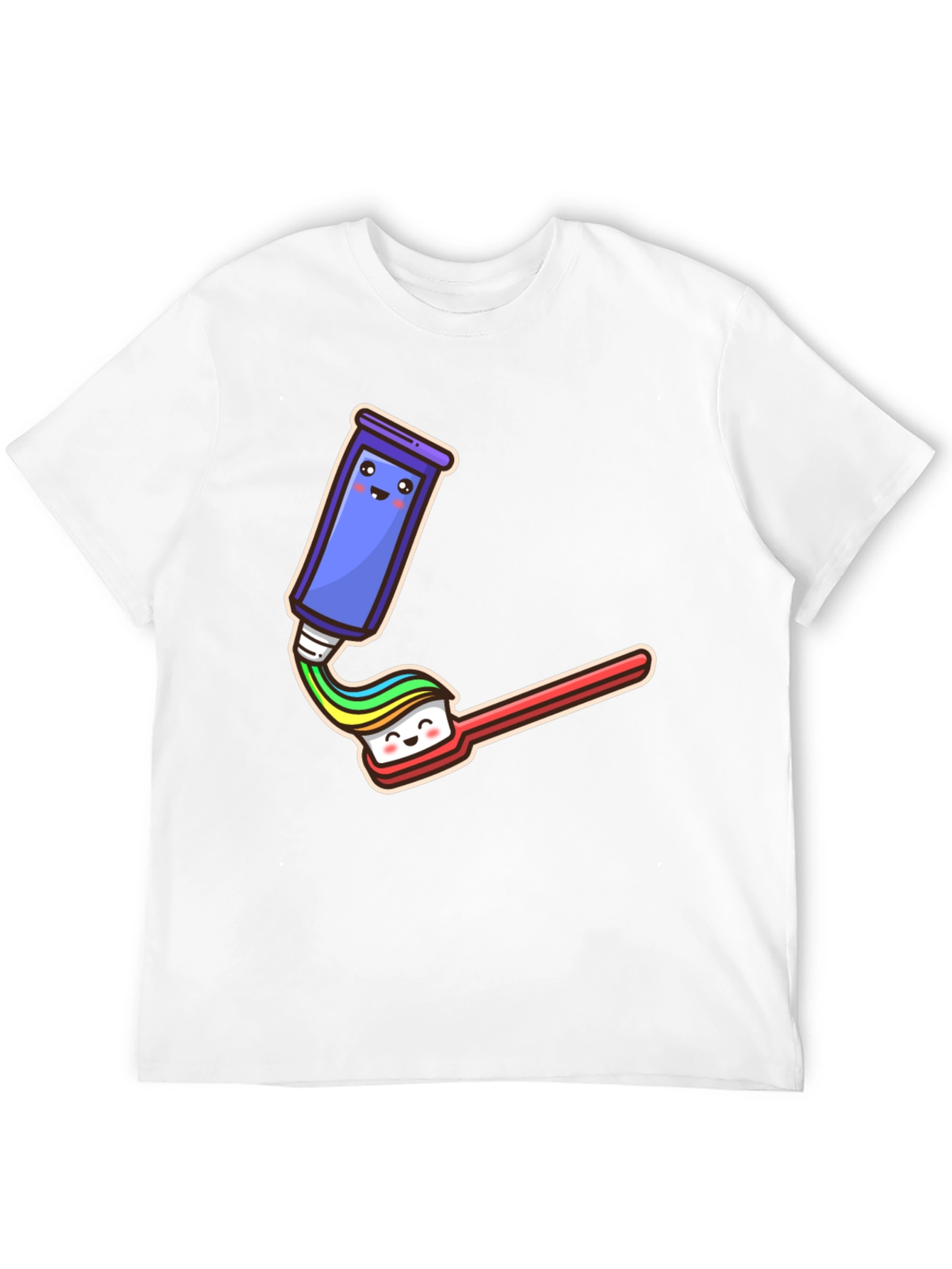 Black Cute Cartoon Toothpaste & Brush Black Tee view 12