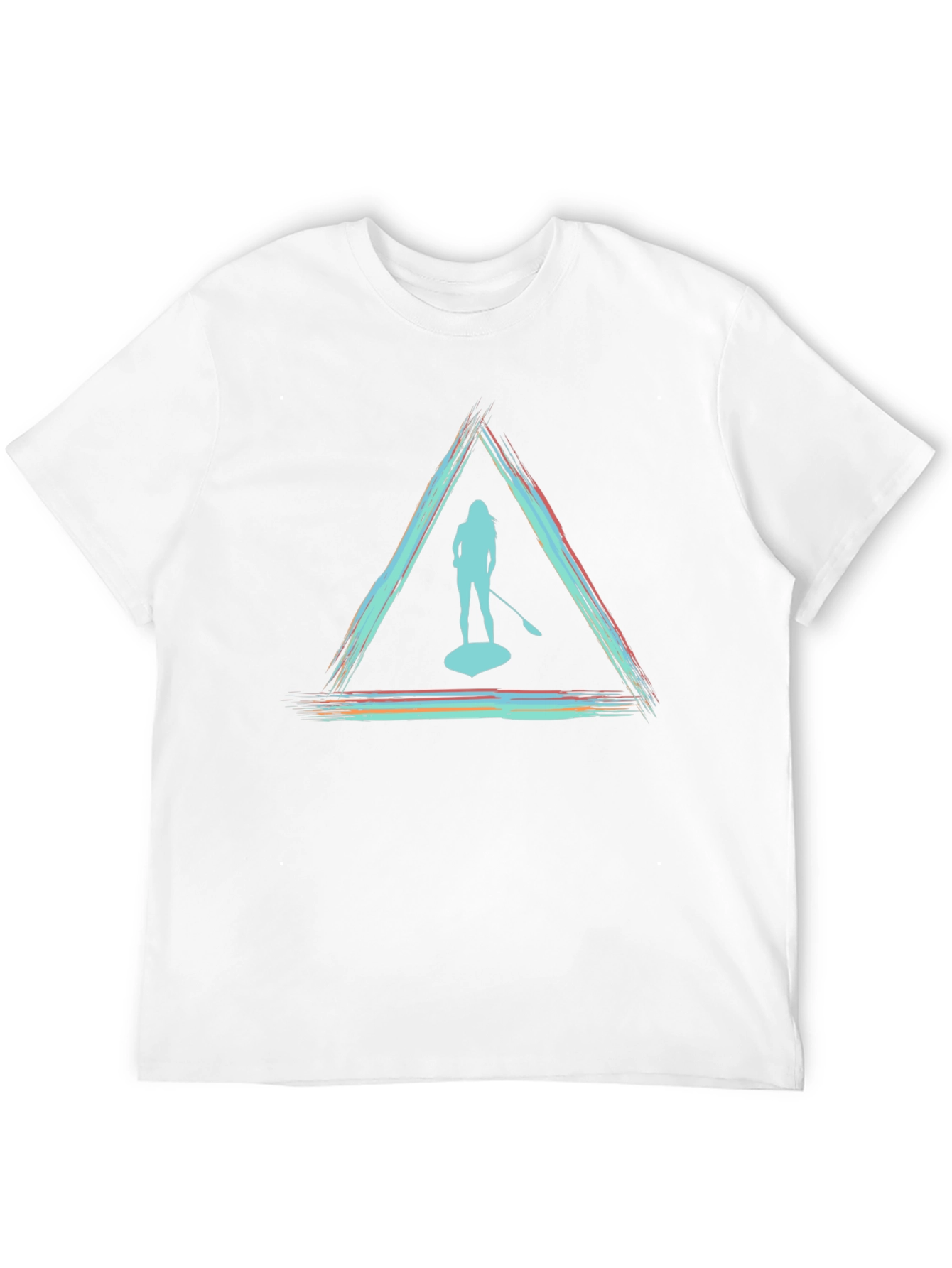 Black Paddleboarder Triangle Graphic Tee - Unisex Black T-Shirt view 12