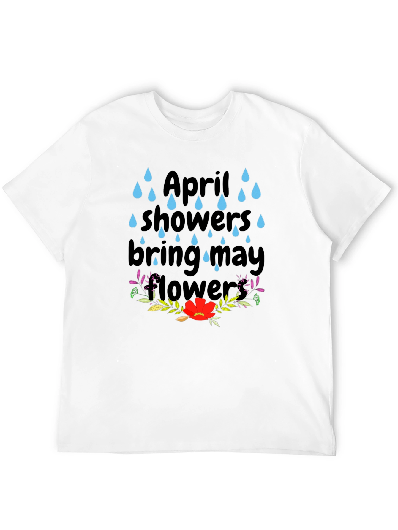 Black April Showers T-Shirt - Spring Flowers Tee view 12