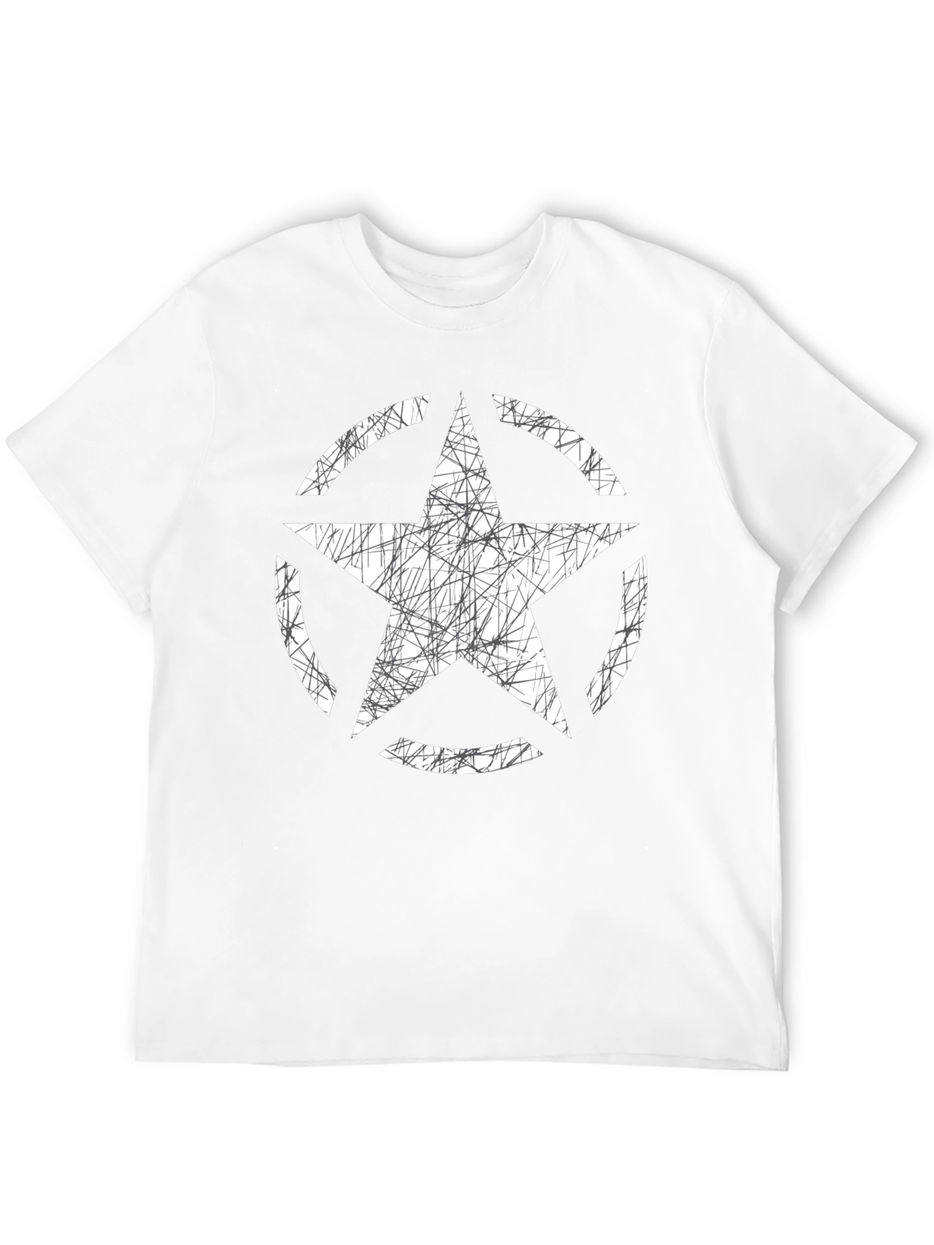 Black Distressed Star Graphic Tee - Black Cotton Casual Shirt view 12