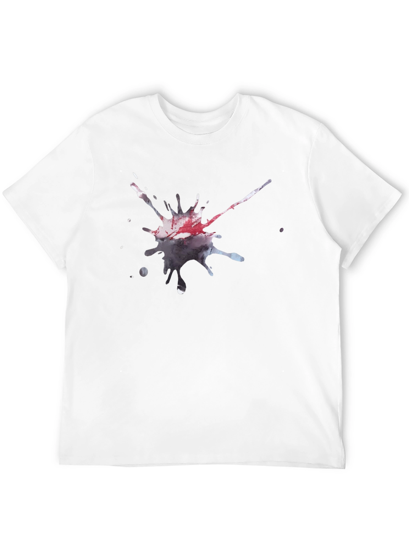 Black Men's Black T-Shirt with Artistic Splatter Design view 12