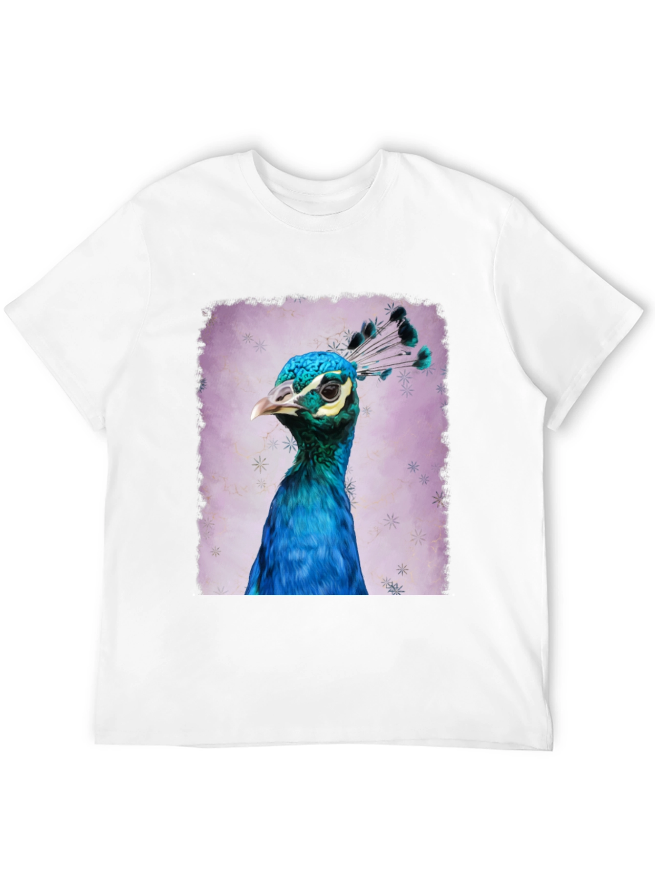 Black Peacock Portrait Graphic Tee - Black Cotton T-Shirt view 12