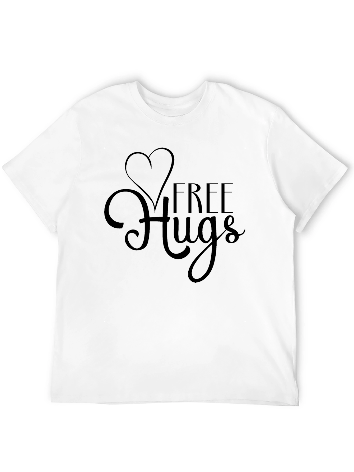 Black Free Hugs Black Tee Shirt - Heart Design view 12
