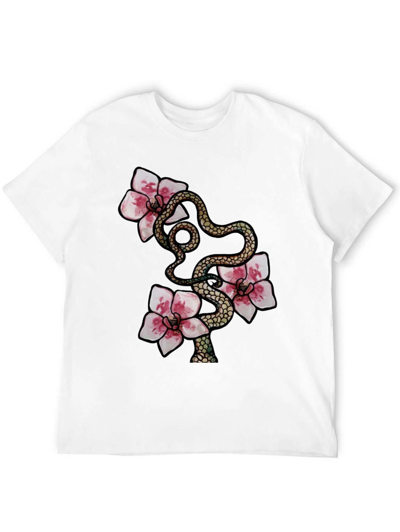 Black Snake & Flowers Graphic Tee view 12