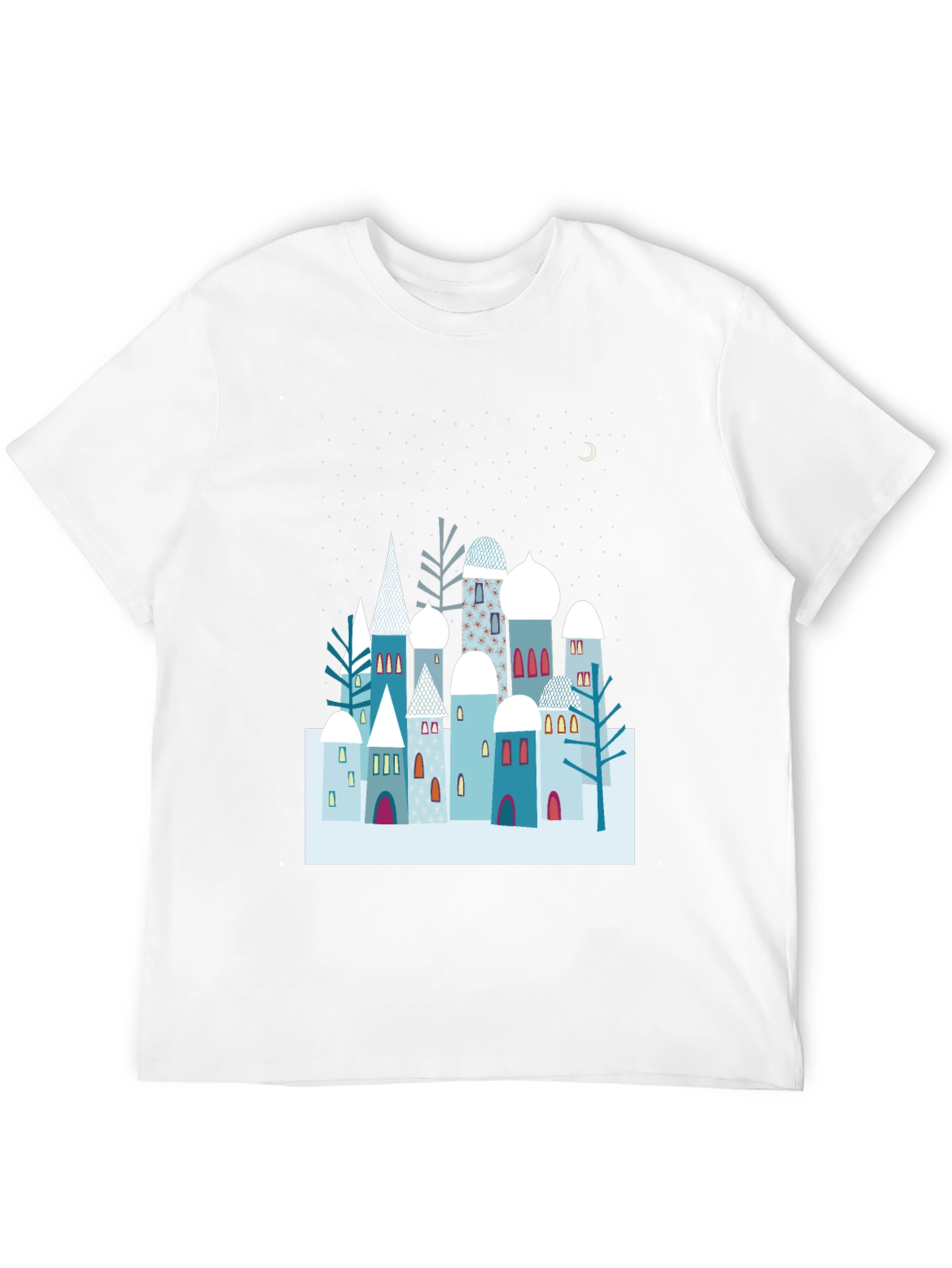Black Winter Village Graphic Tee - Unique Design, Soft Cotton view 12