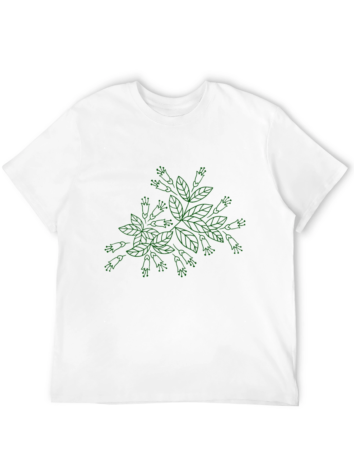 Black Botanical Green Print Black T-Shirt view 12