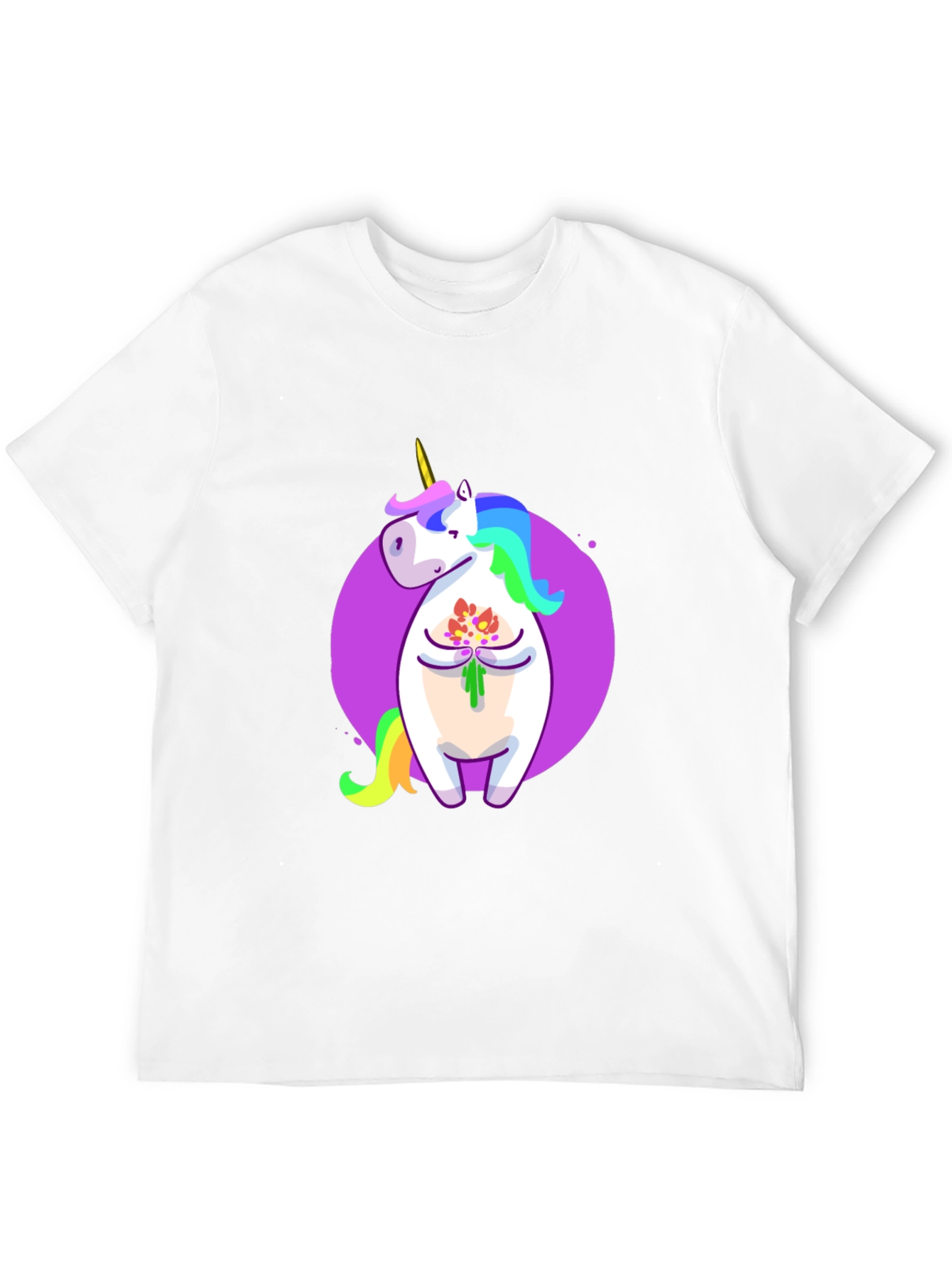 Black Unicorn Flower Graphic Black T-Shirt view 12