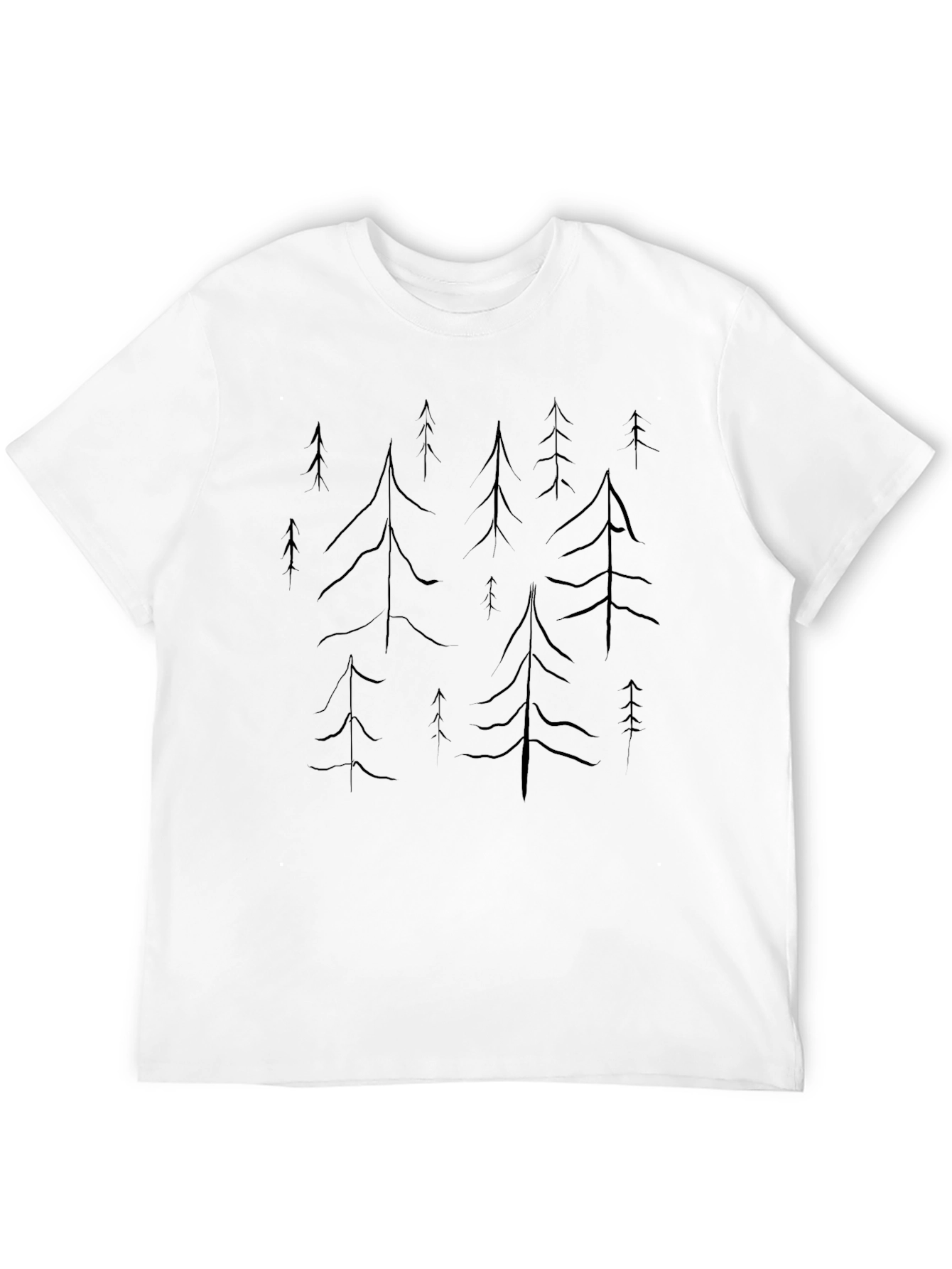 Black Men's Forest Trees Graphic Black Tee view 12
