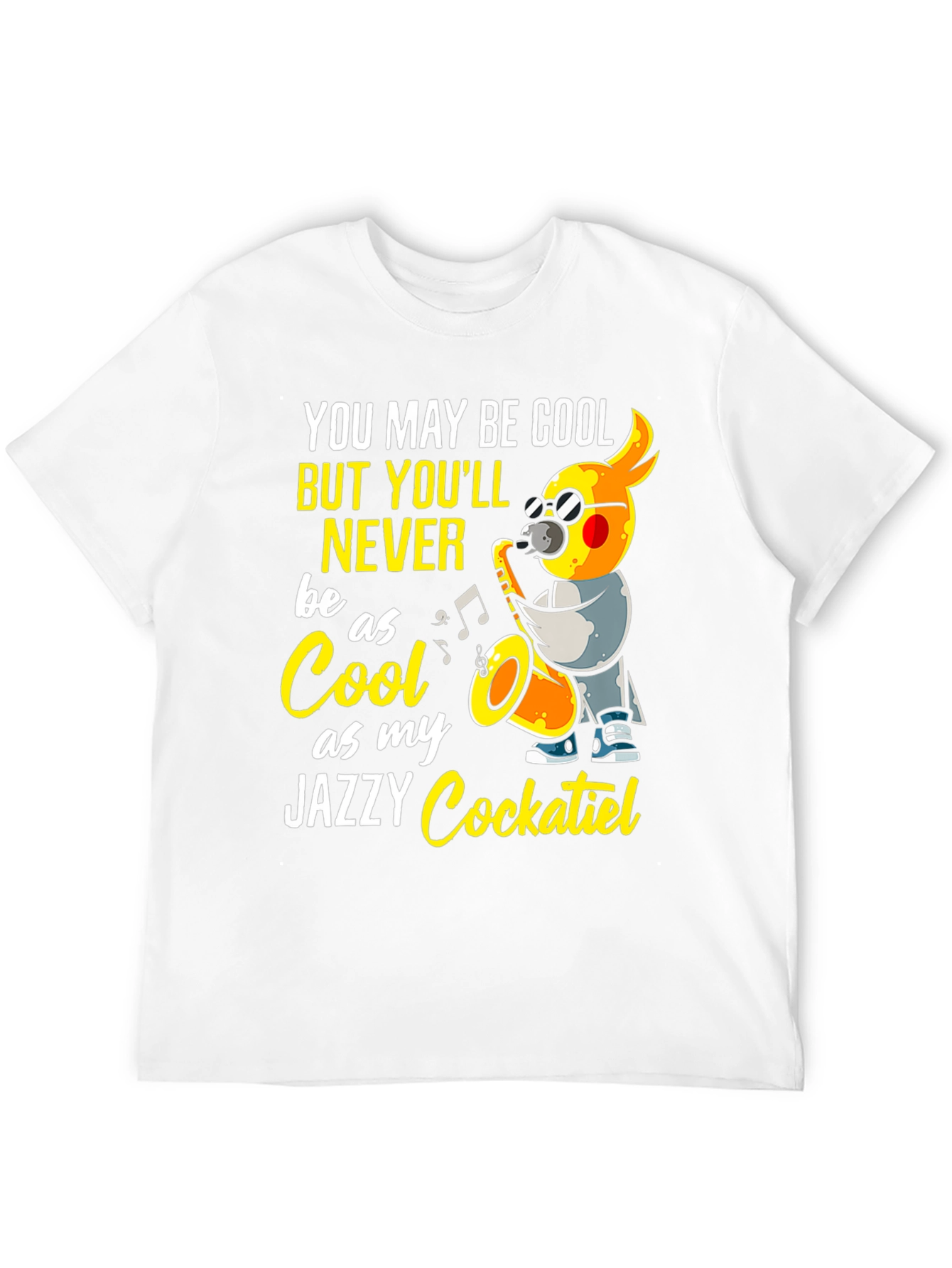 Black Jazzy Cockatiel T-Shirt - Cool Music Bird Tee view 12