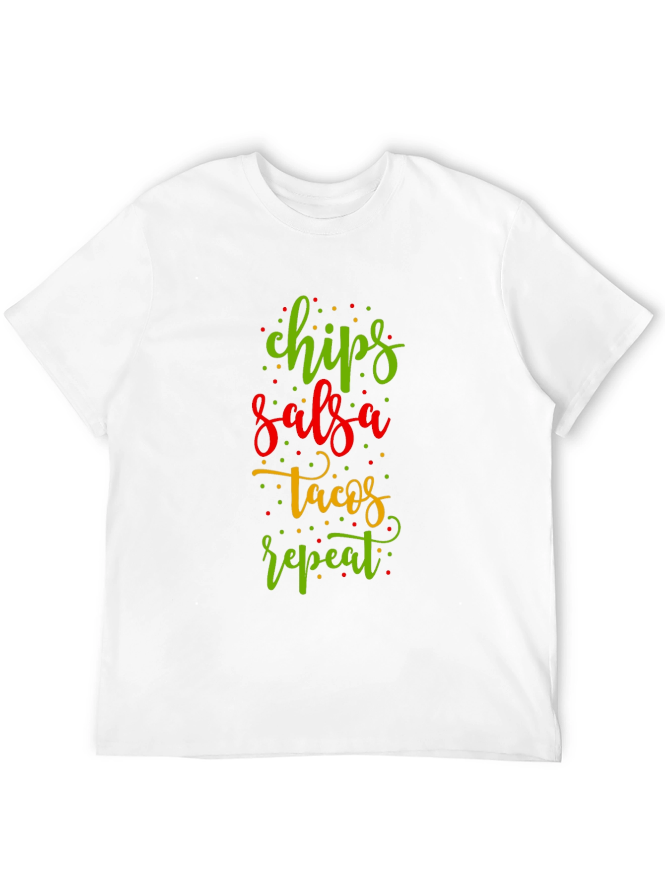 Black Chips Salsa Tacos Repeat Funny Graphic Tee view 12
