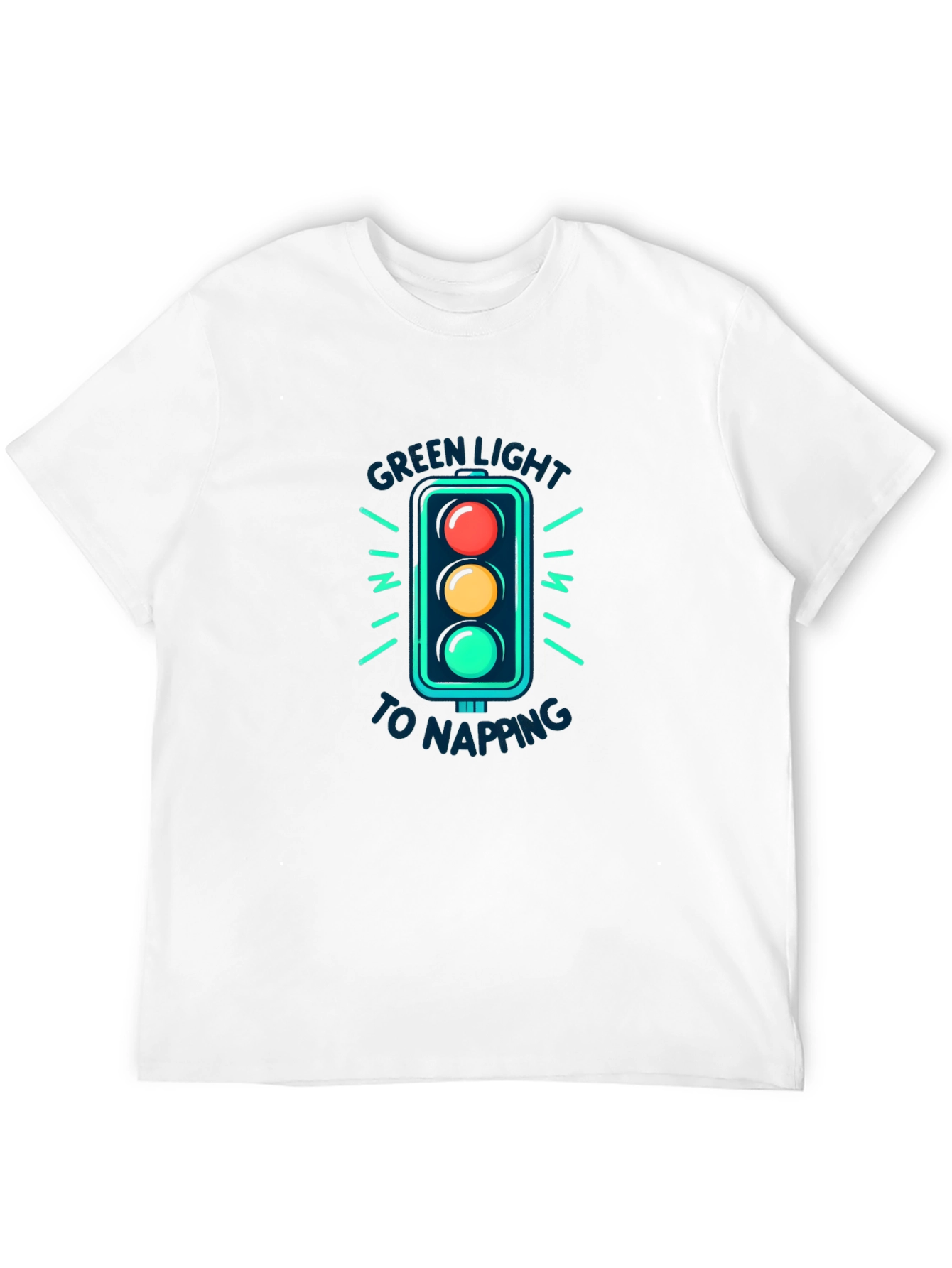 Black Green Light Napping Black T-Shirt view 12