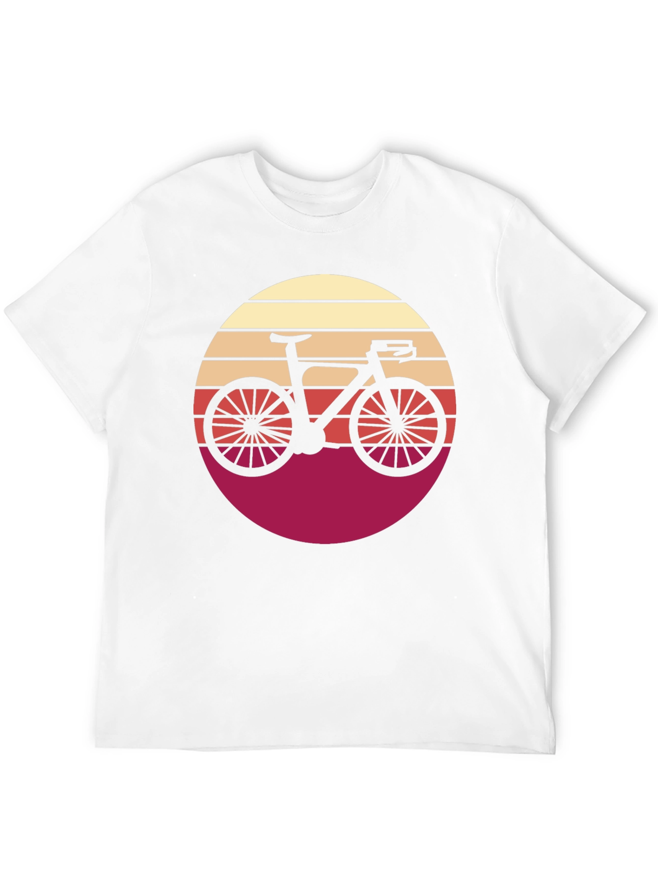 Black Retro Bicycle Sunset Graphic Tee - Black Cotton T-Shirt view 12