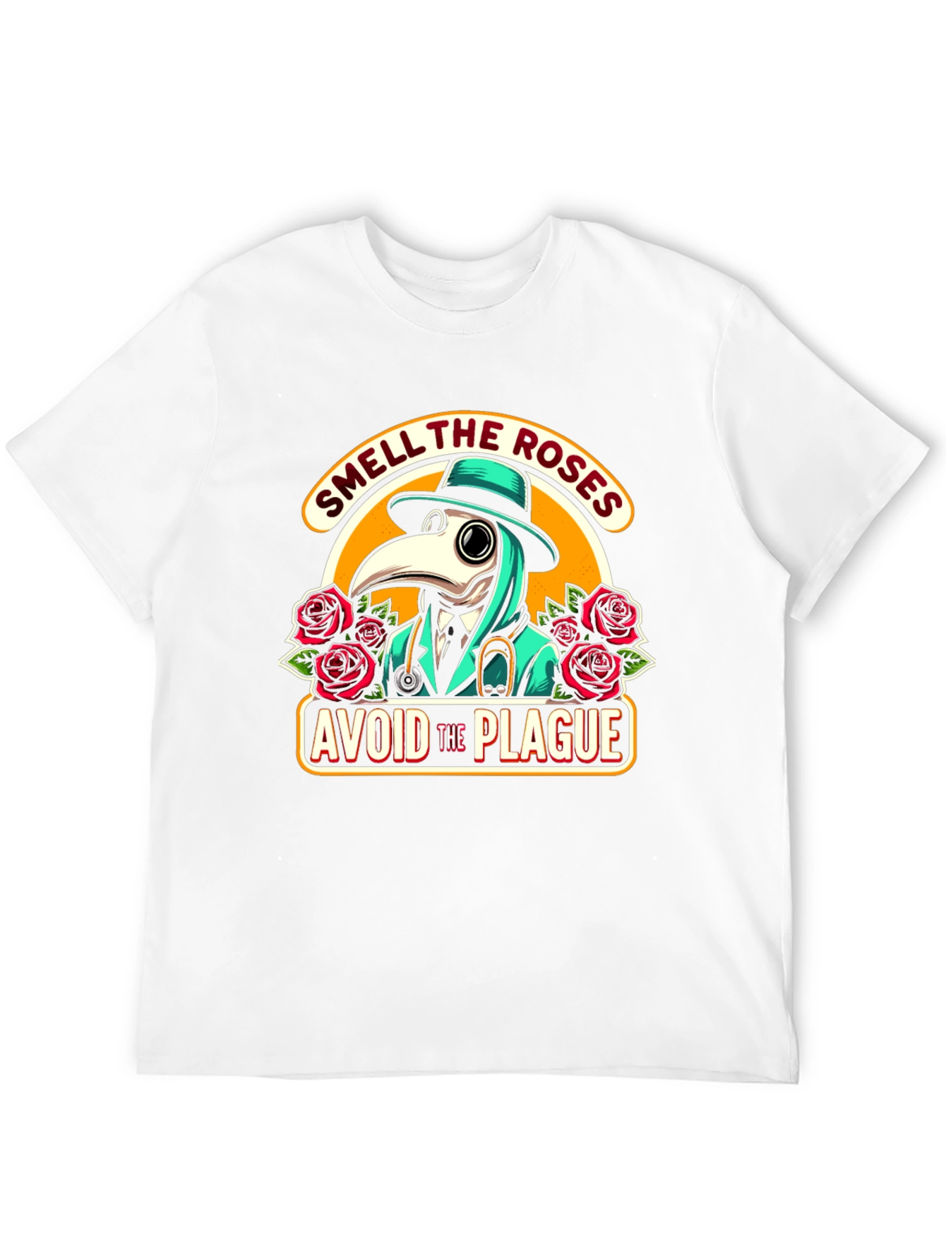 Black Plague Doctor T-Shirt: Smell the Roses, Avoid the Plague view 12