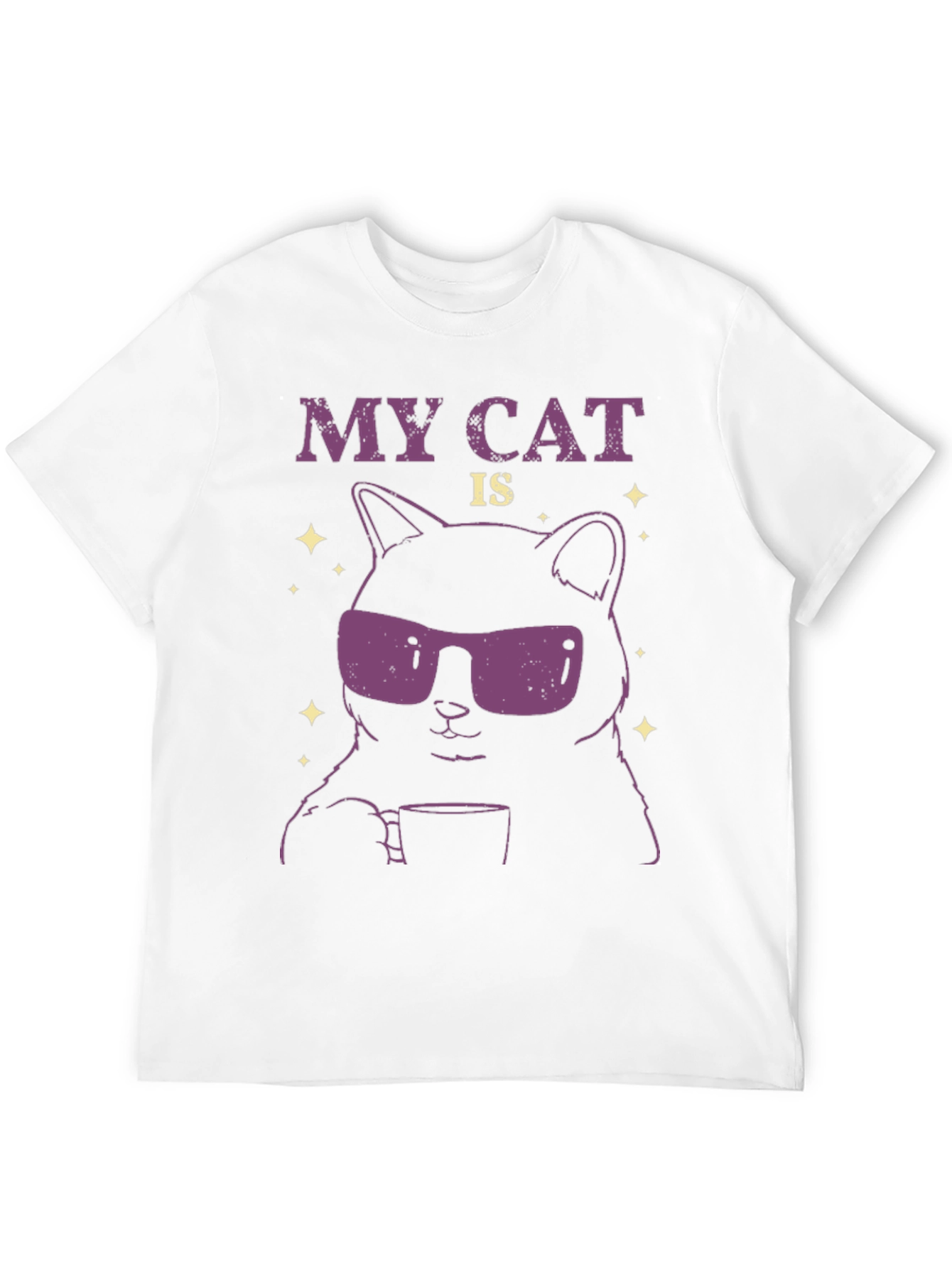 Black Cool Cat T-Shirt - Funny Graphic Tee view 12