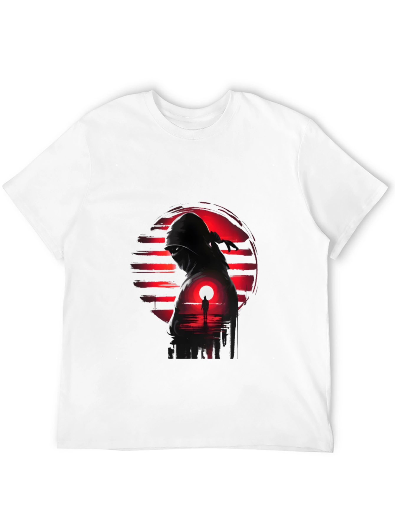 Black Ninja Sunset Graphic Tee - Cool Graphic T-Shirt view 12